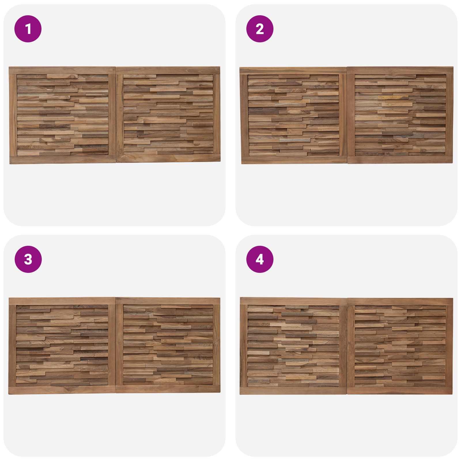 Bettkopfteil Natur Massivholz Teak
