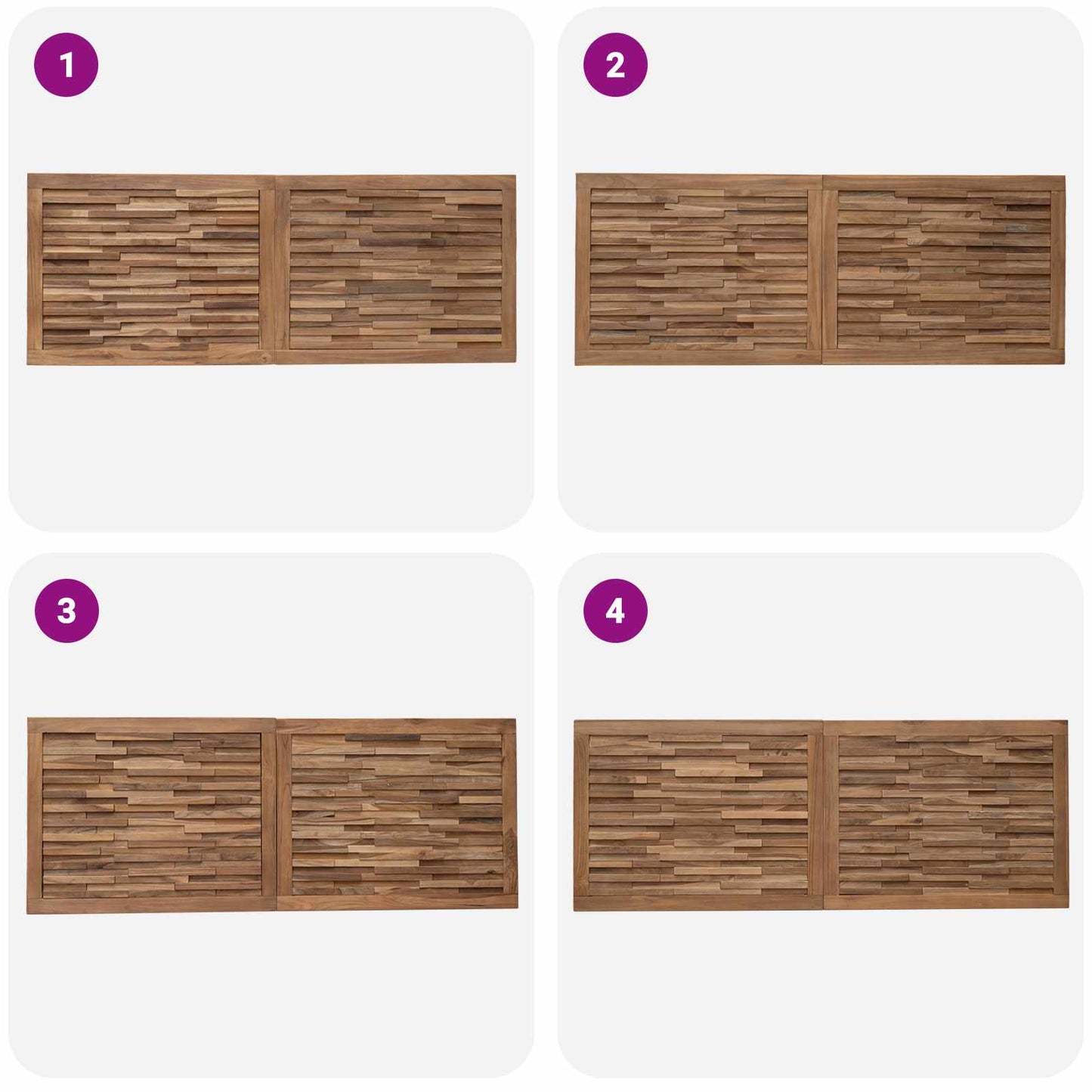 Bettkopfteil Natur Massivholz Teak