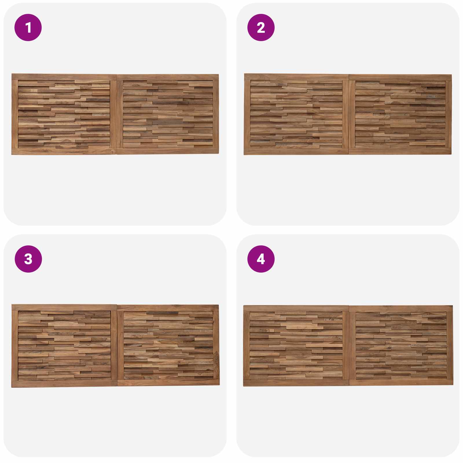 Bettkopfteil Natur Massivholz Teak