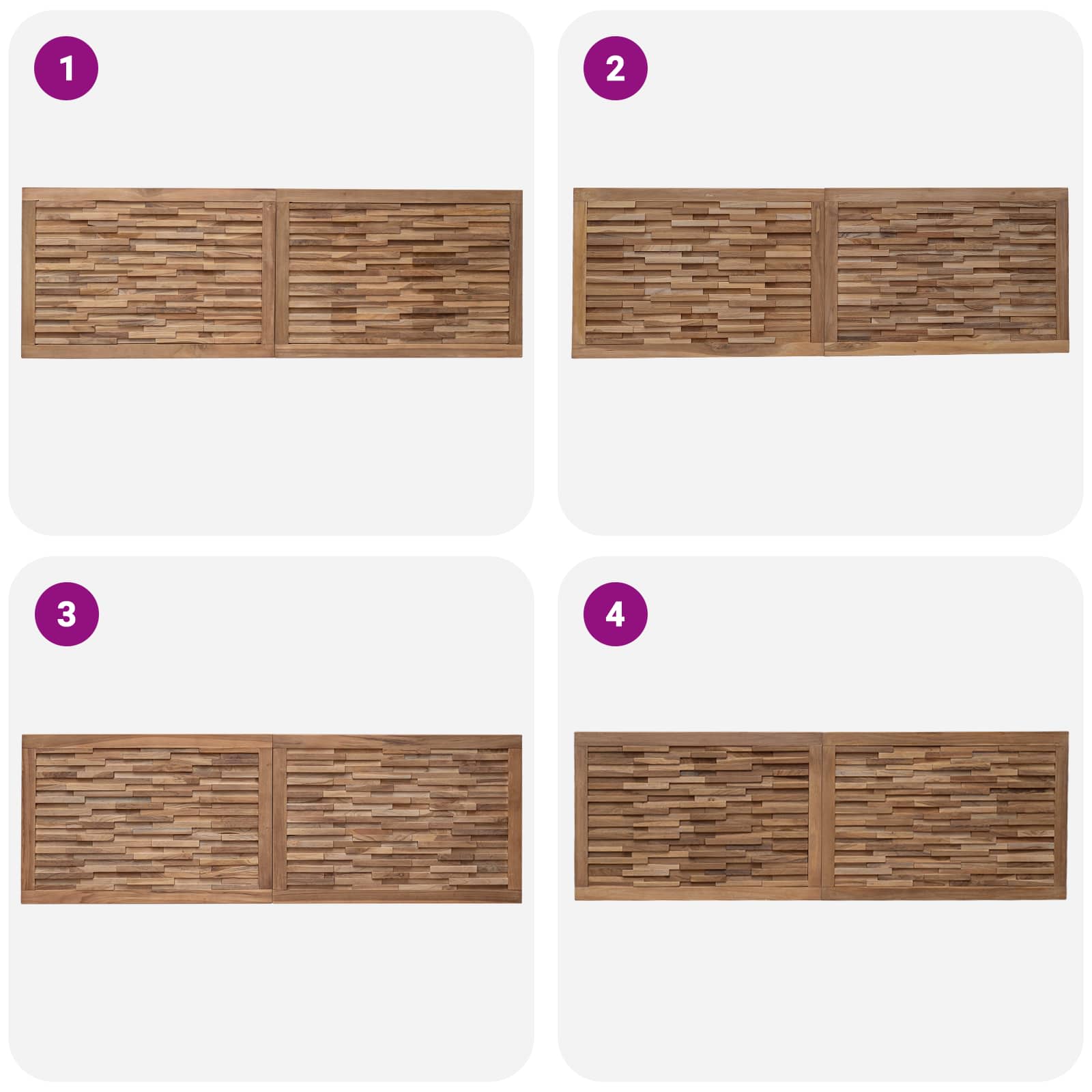 Bettkopfteil Natur Massivholz Teak