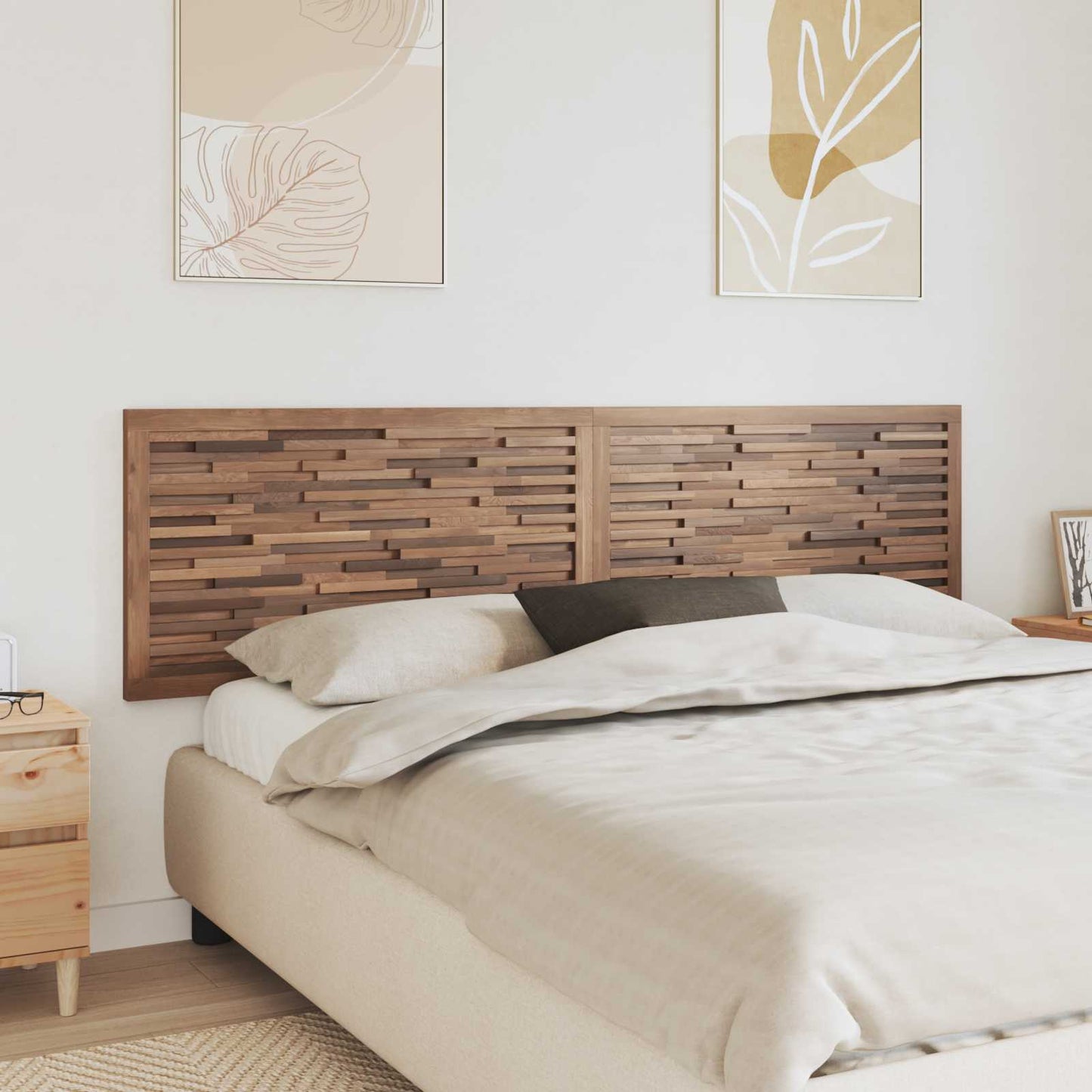 Bettkopfteil Natur Massivholz Teak