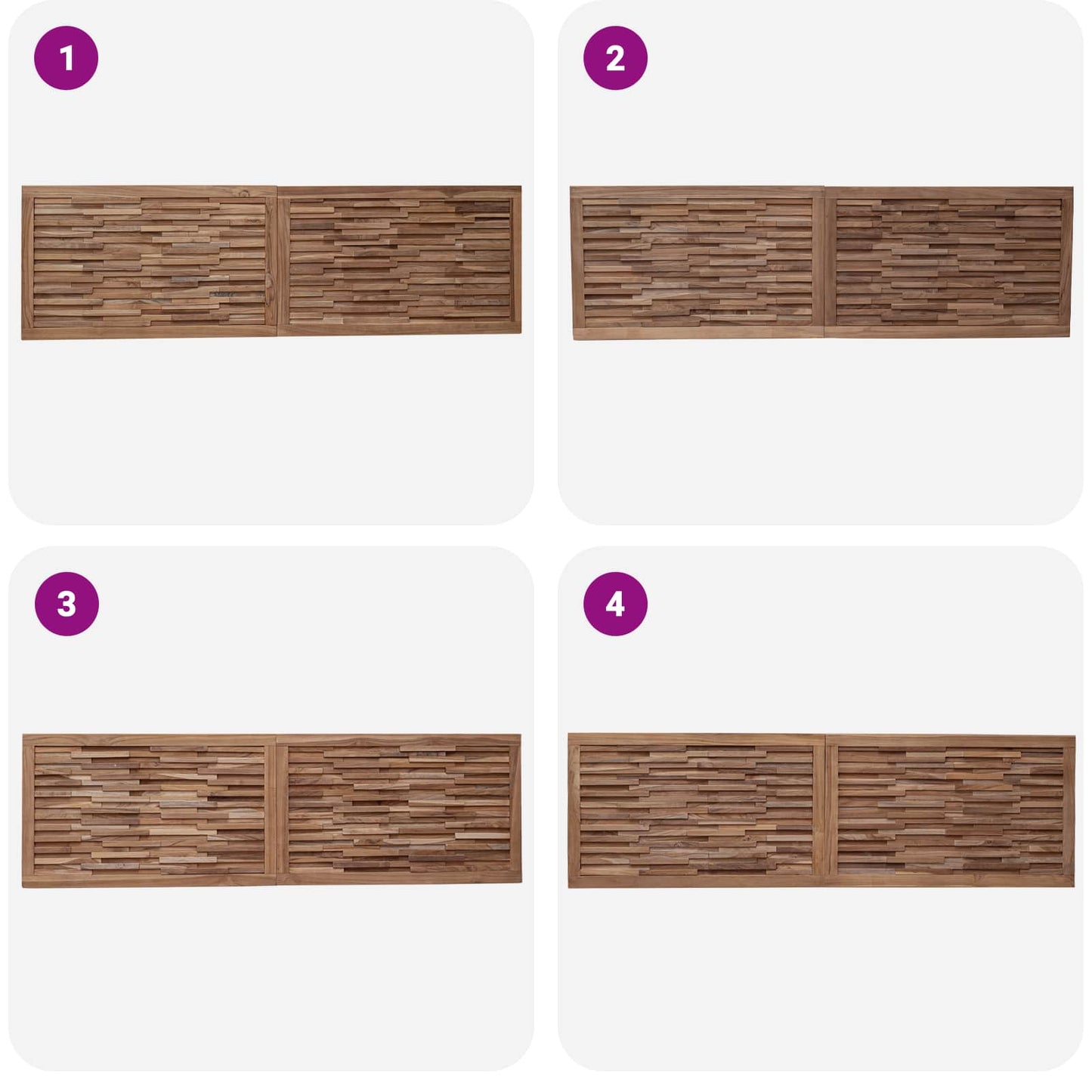 Bettkopfteil Natur Massivholz Teak