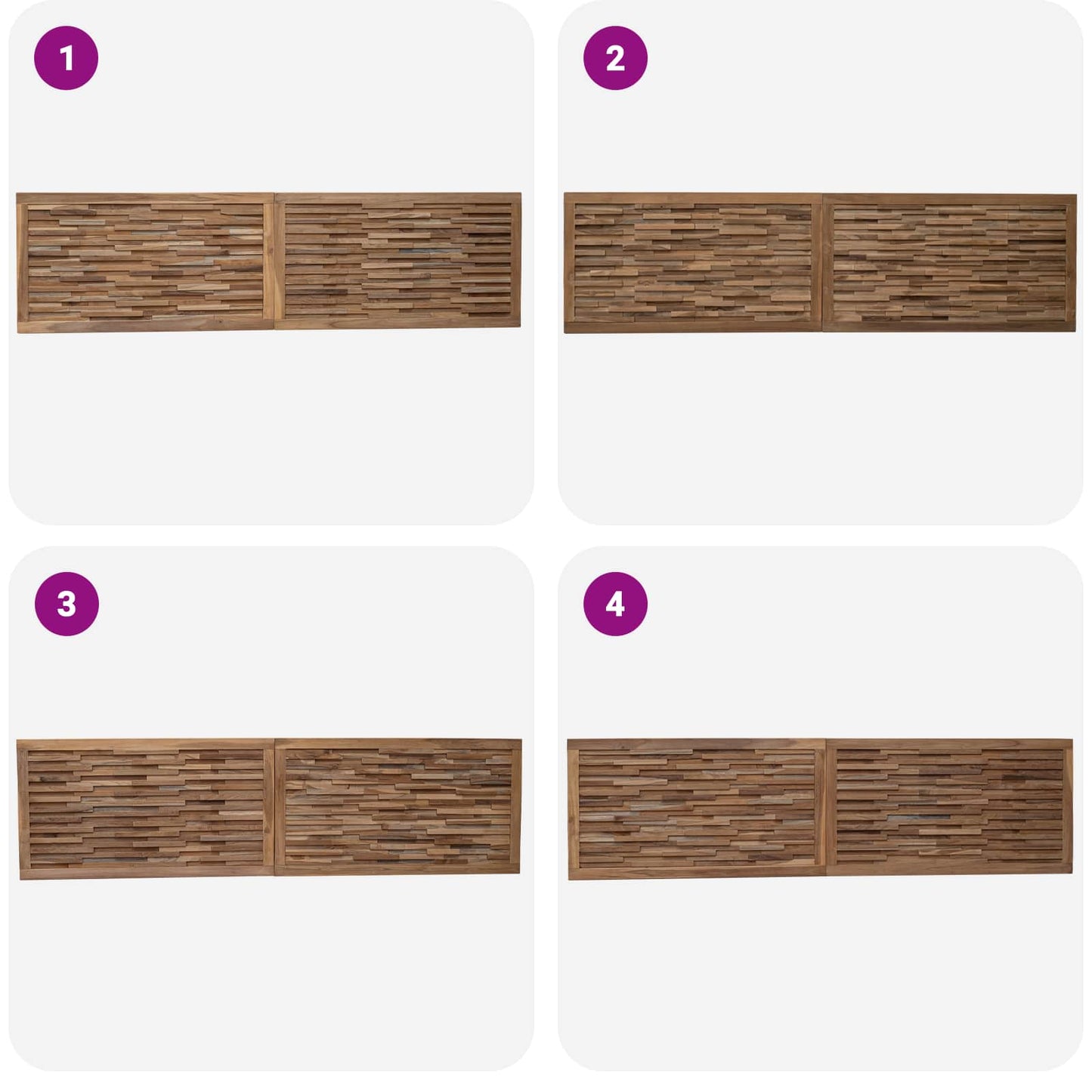Bettkopfteil Natur Massivholz Teak