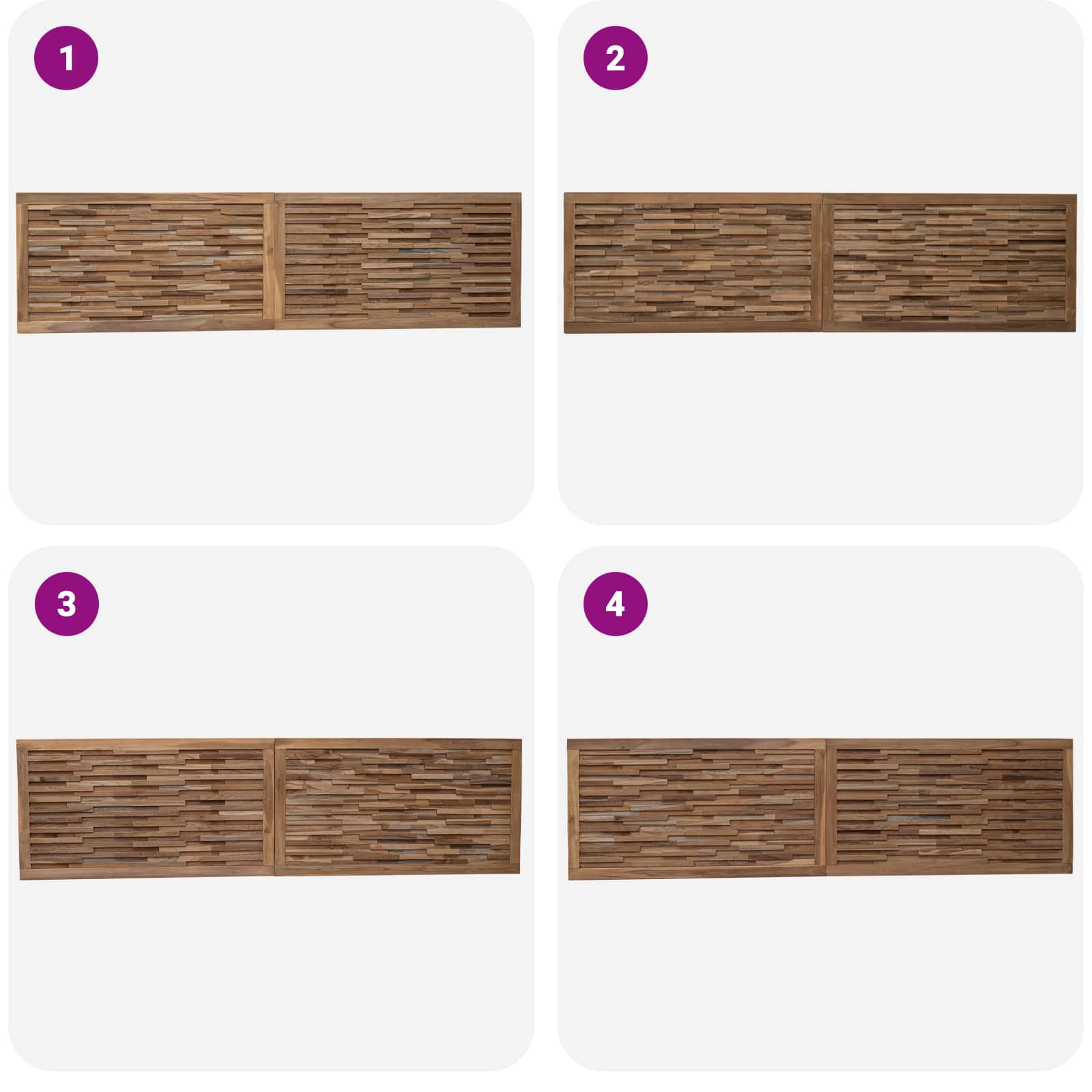 Bettkopfteil Natur Massivholz Teak
