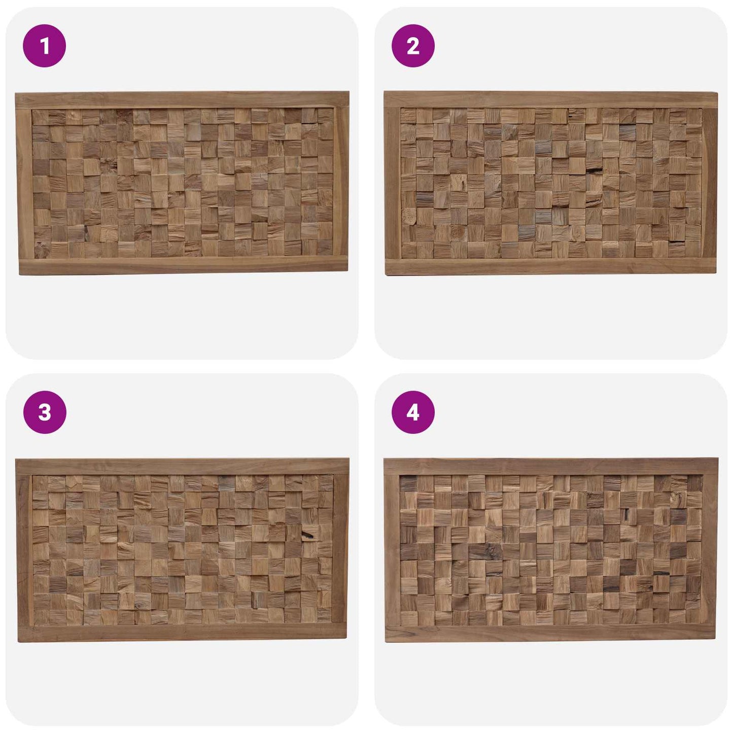 Bettkopfteil Natur Massivholz Teak