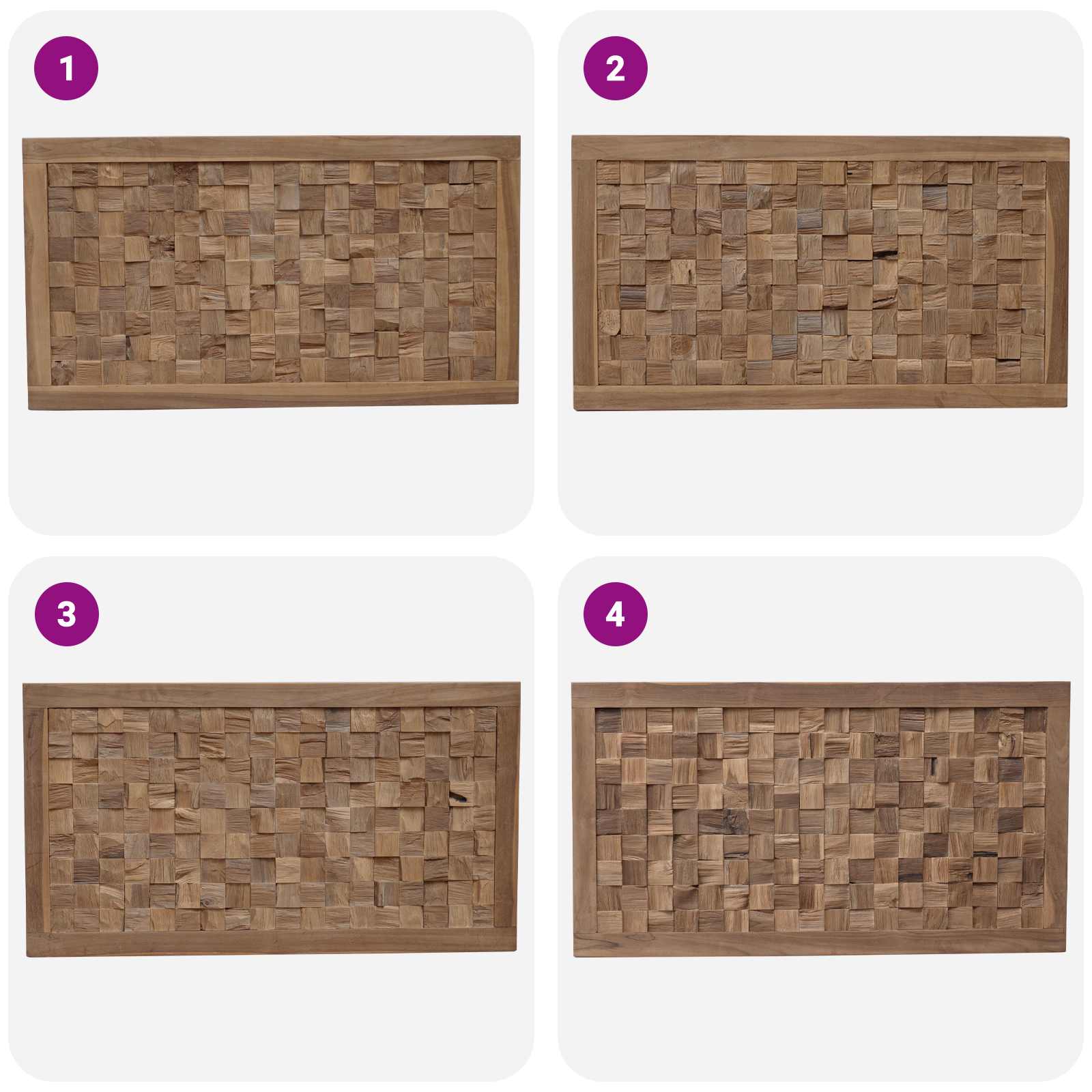 Bettkopfteil Natur Massivholz Teak