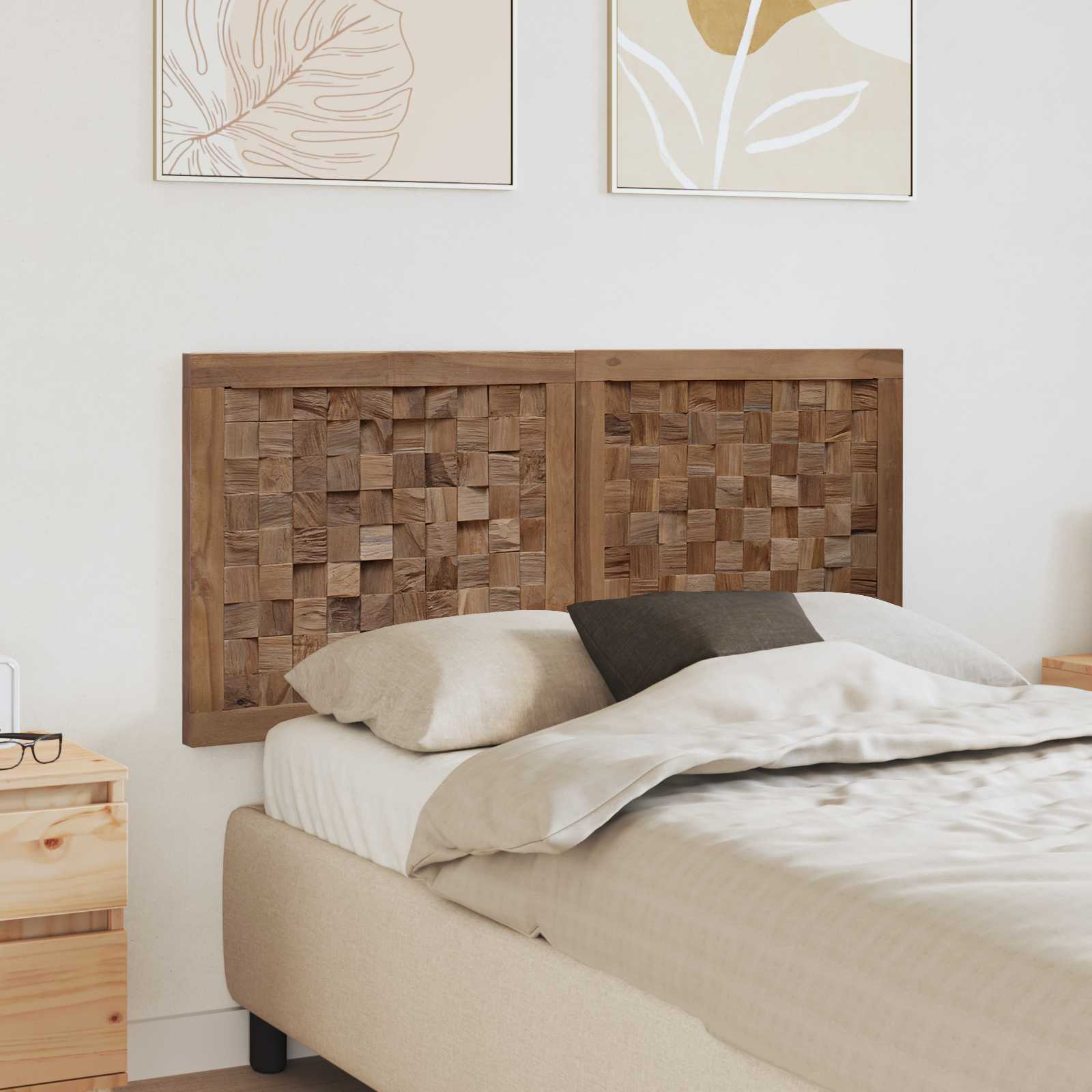 Bettkopfteil Natur Massivholz Teak