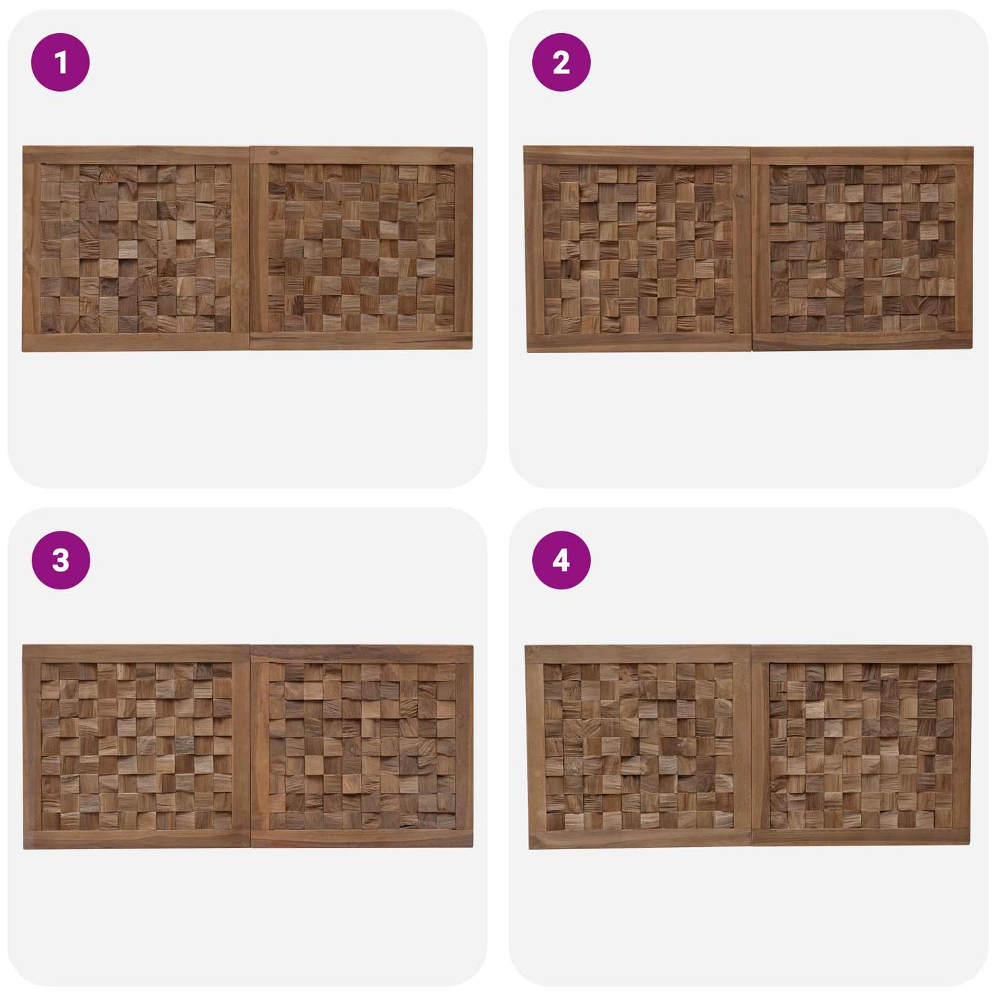 Bettkopfteil Natur Massivholz Teak