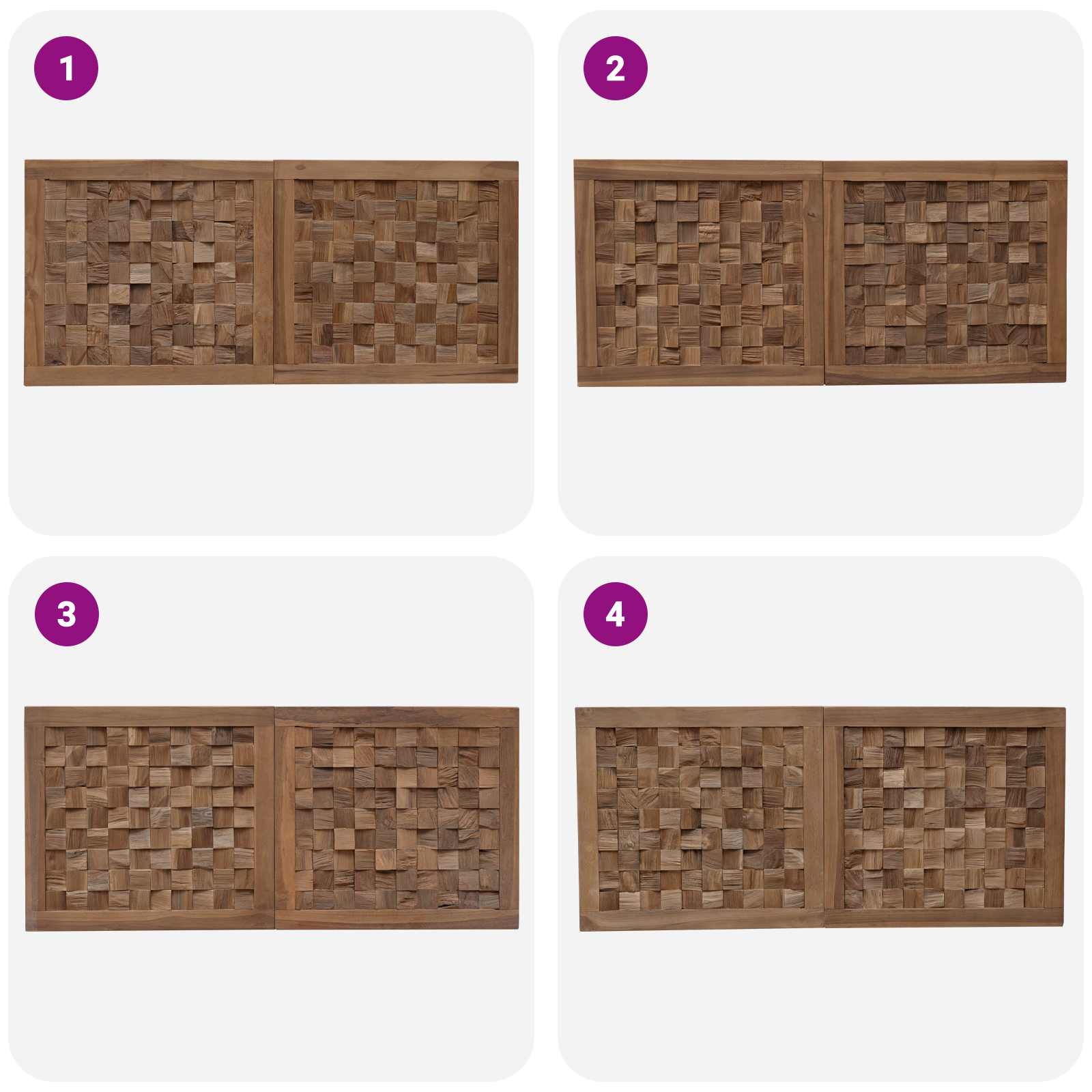 Bettkopfteil Natur Massivholz Teak