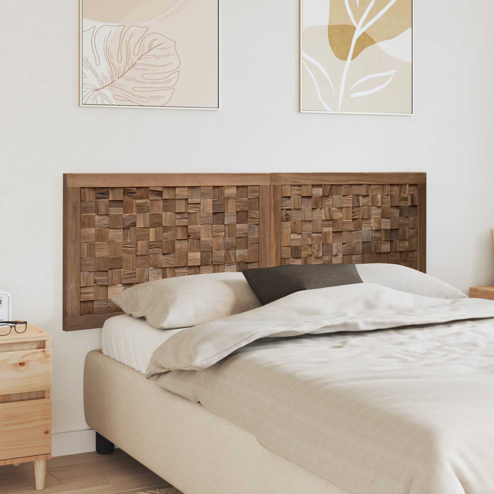 Bettkopfteil Natur Massivholz Teak
