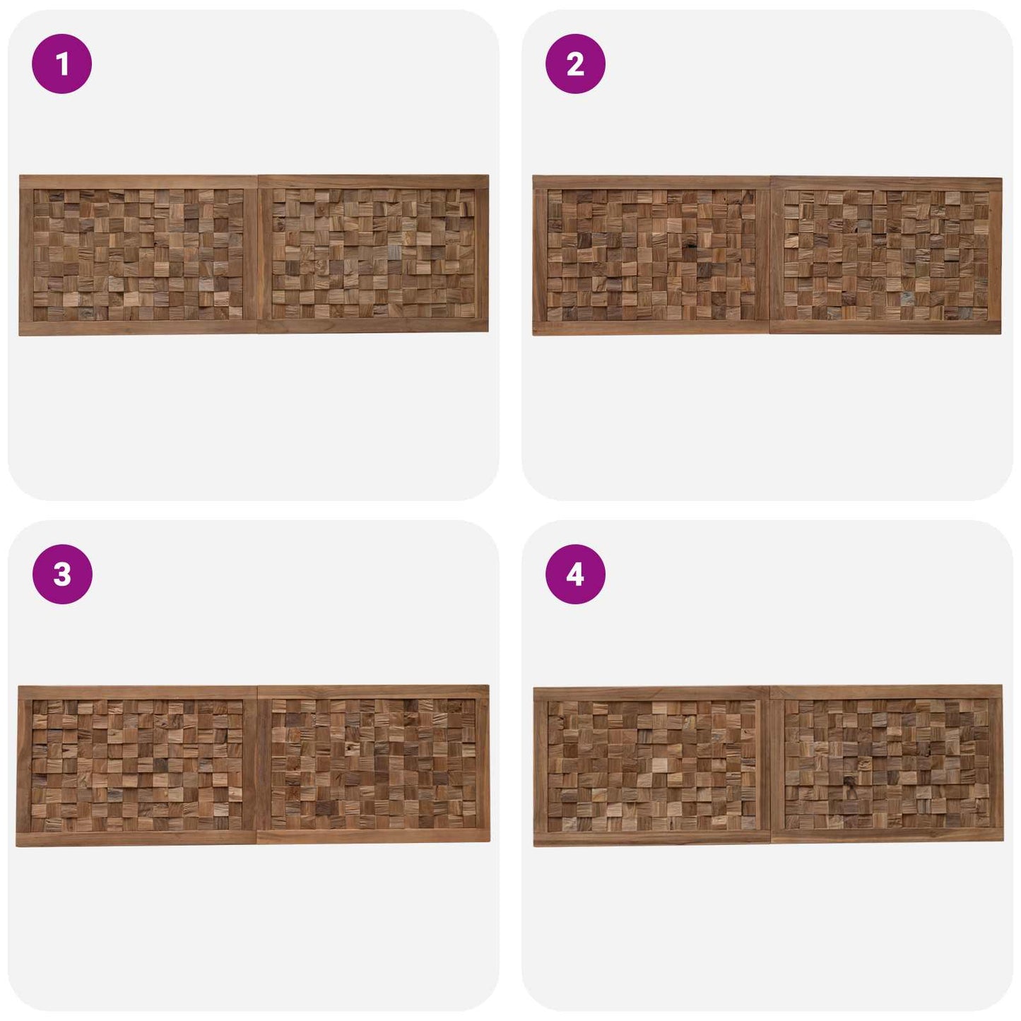 Bettkopfteil Natur Massivholz Teak