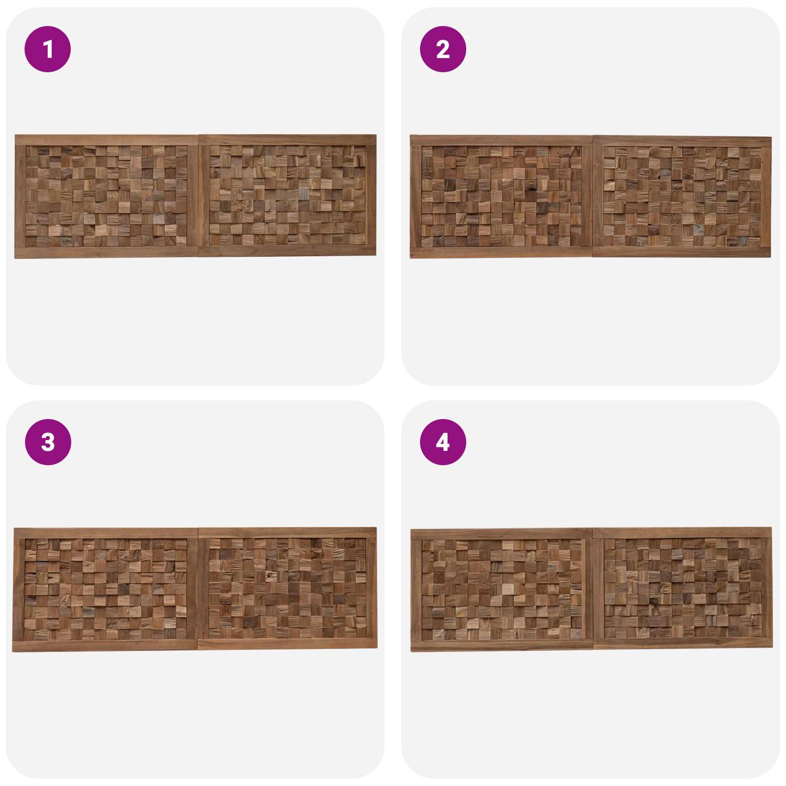 Bettkopfteil Natur Massivholz Teak