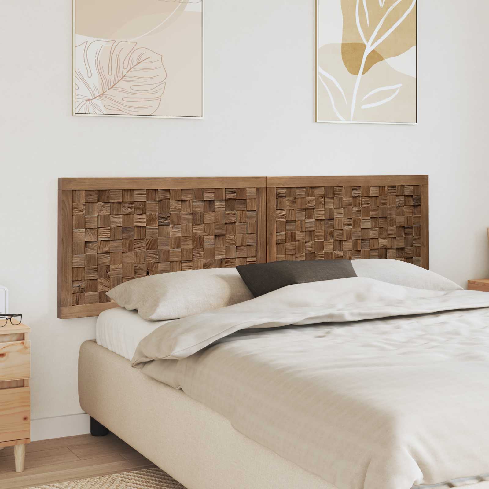 Bettkopfteil Natur Massivholz Teak