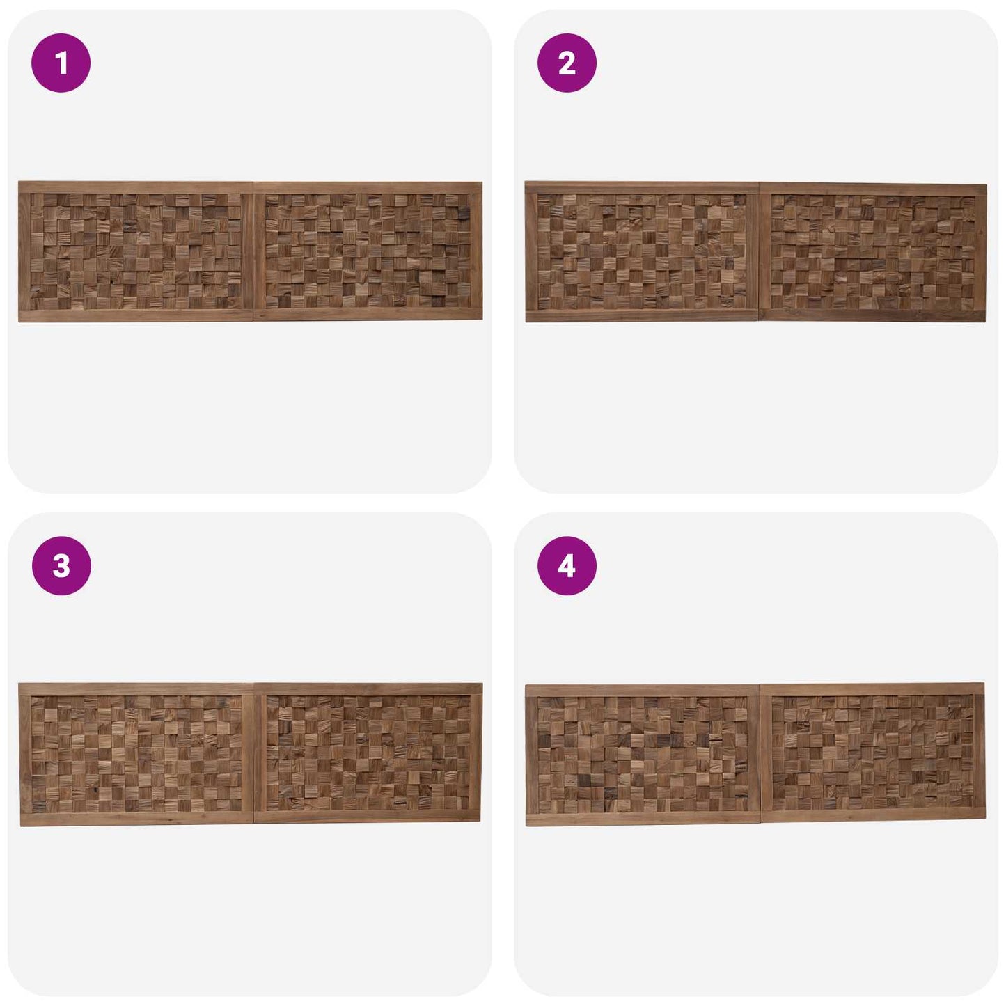 Bettkopfteil Natur Massivholz Teak