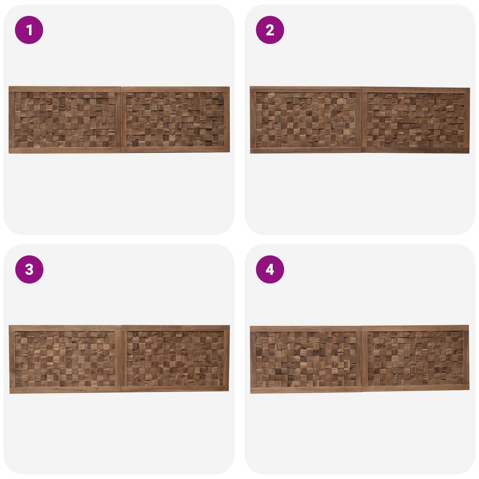 Bettkopfteil Natur Massivholz Teak