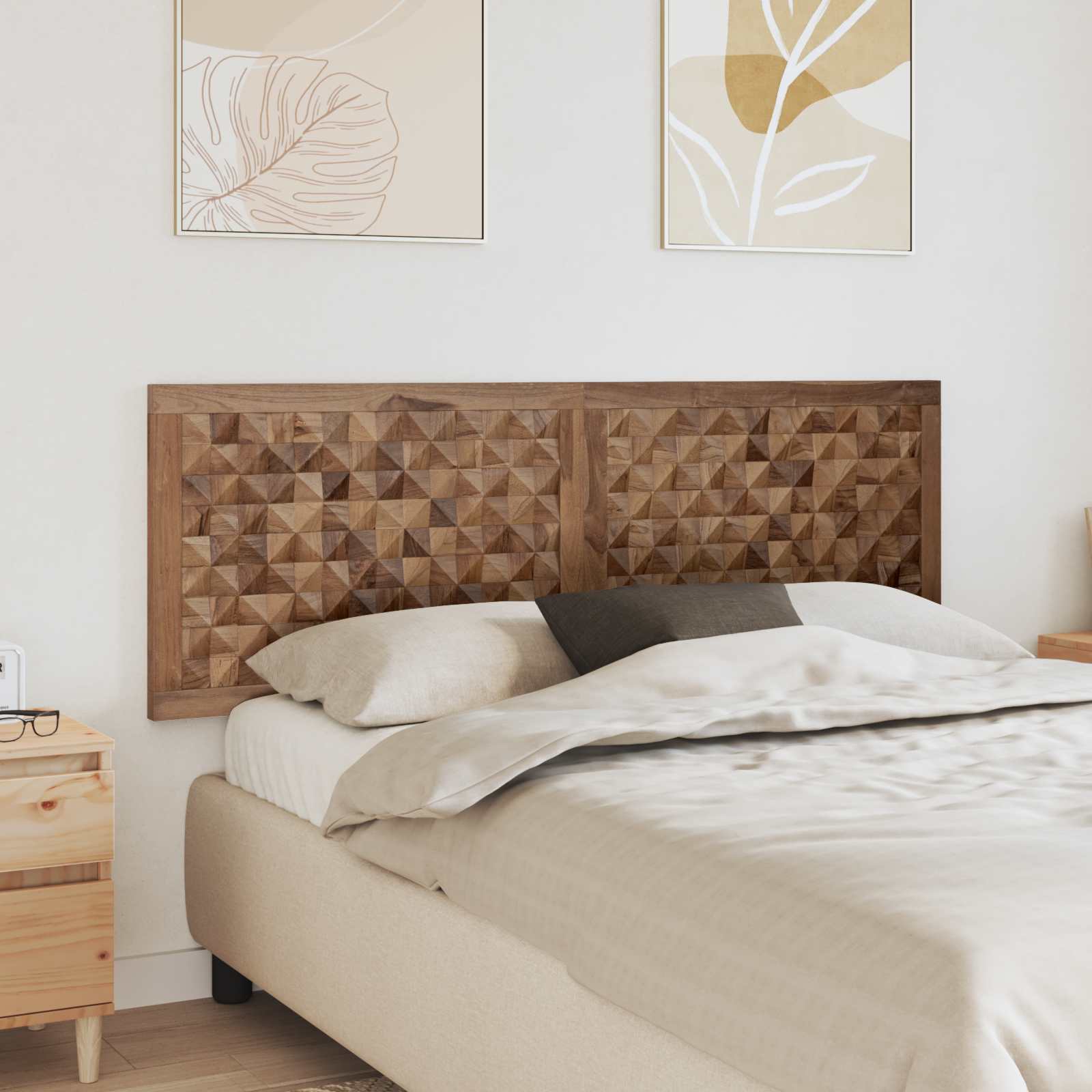 Bettkopfteil Natur Massivholz Teak