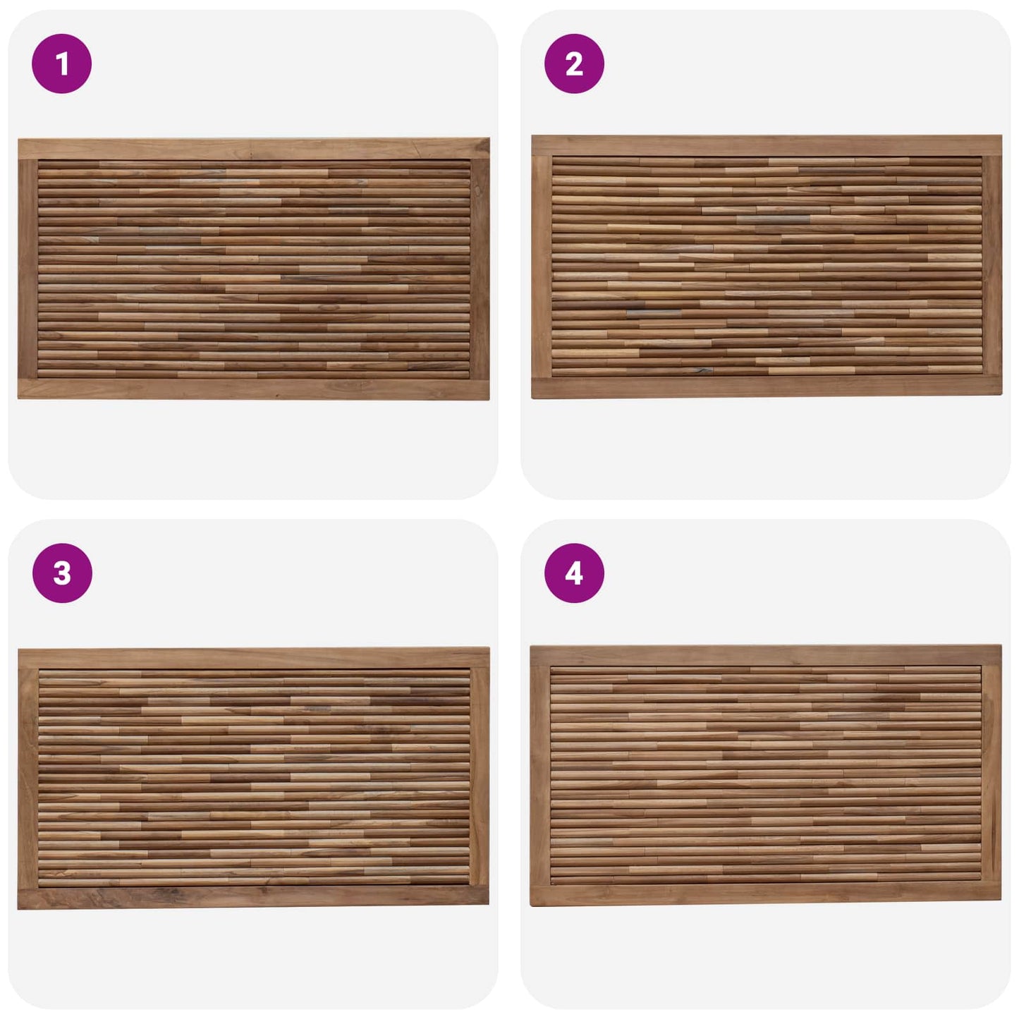 Bettkopfteil Natur Massivholz Teak