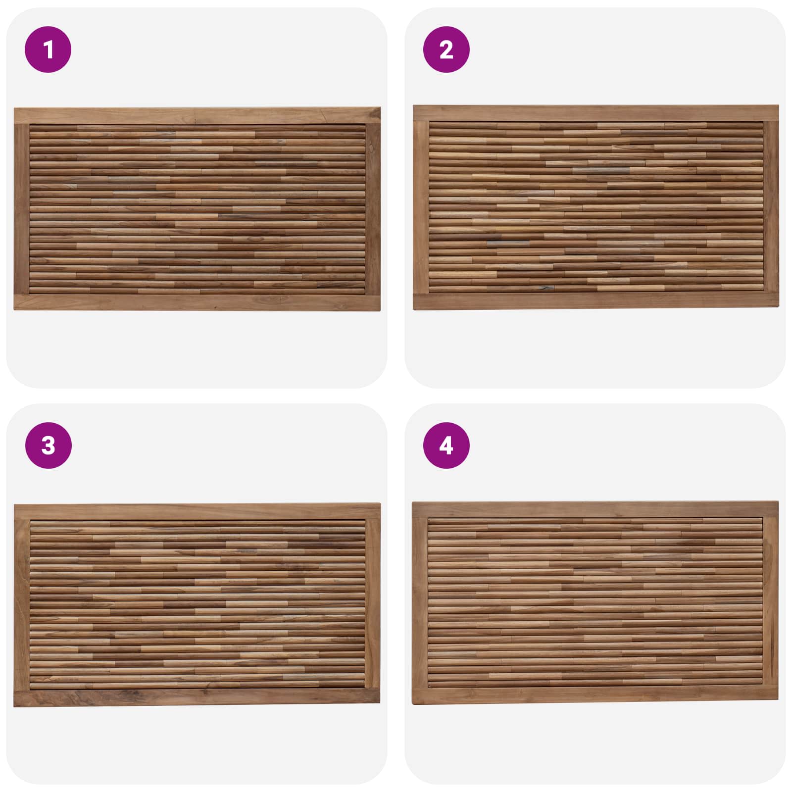 Bettkopfteil Natur Massivholz Teak