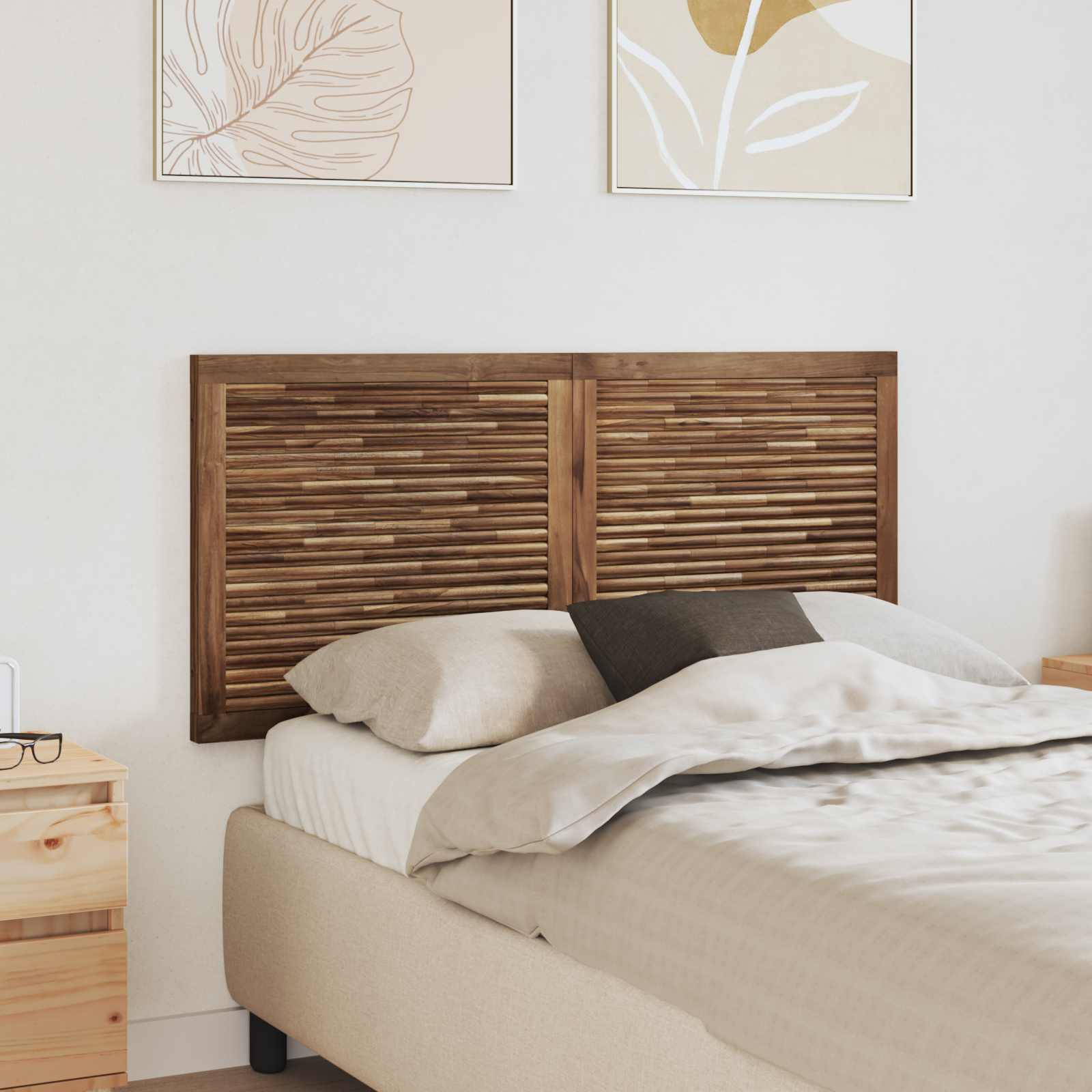 Bettkopfteil Natur Massivholz Teak