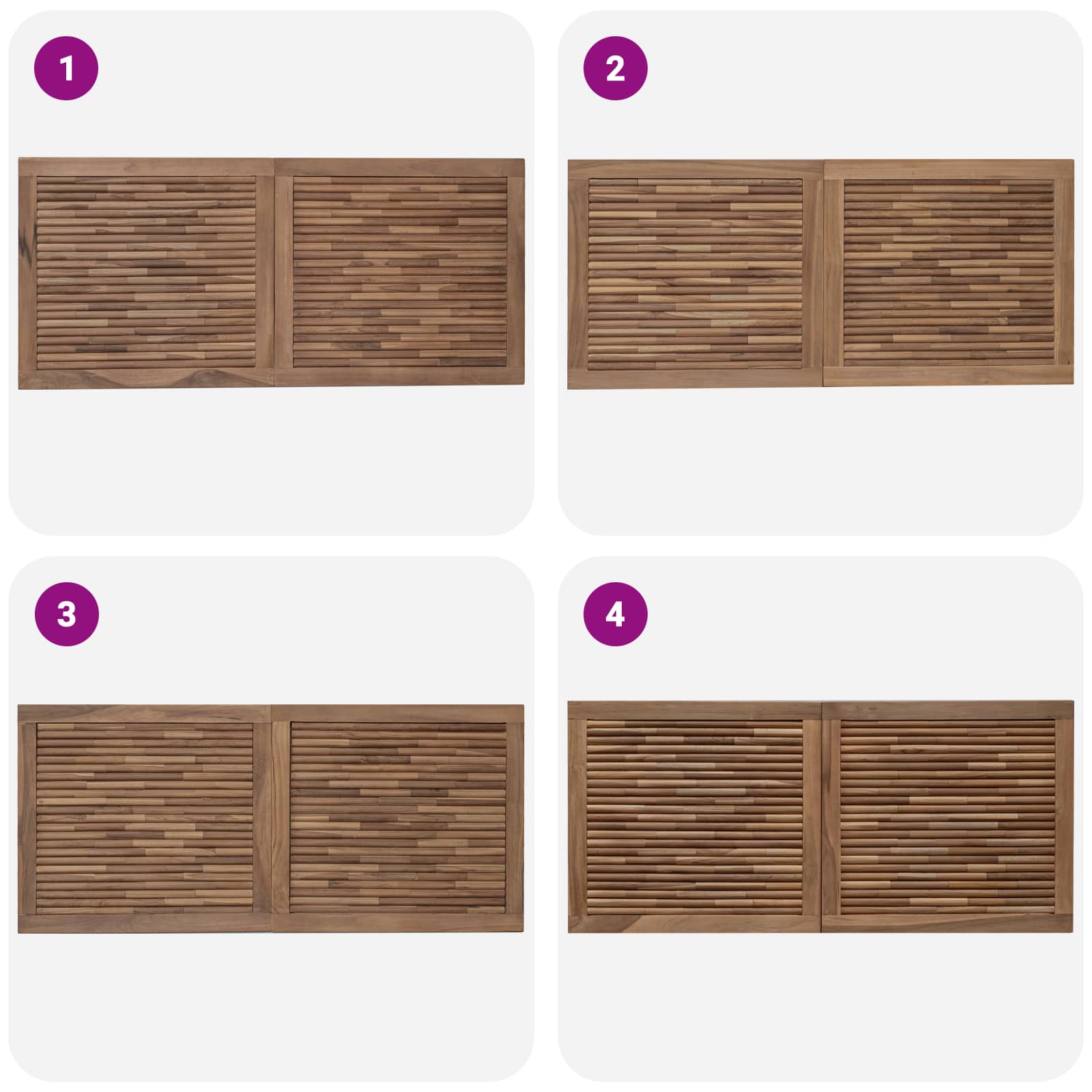 Bettkopfteil Natur Massivholz Teak