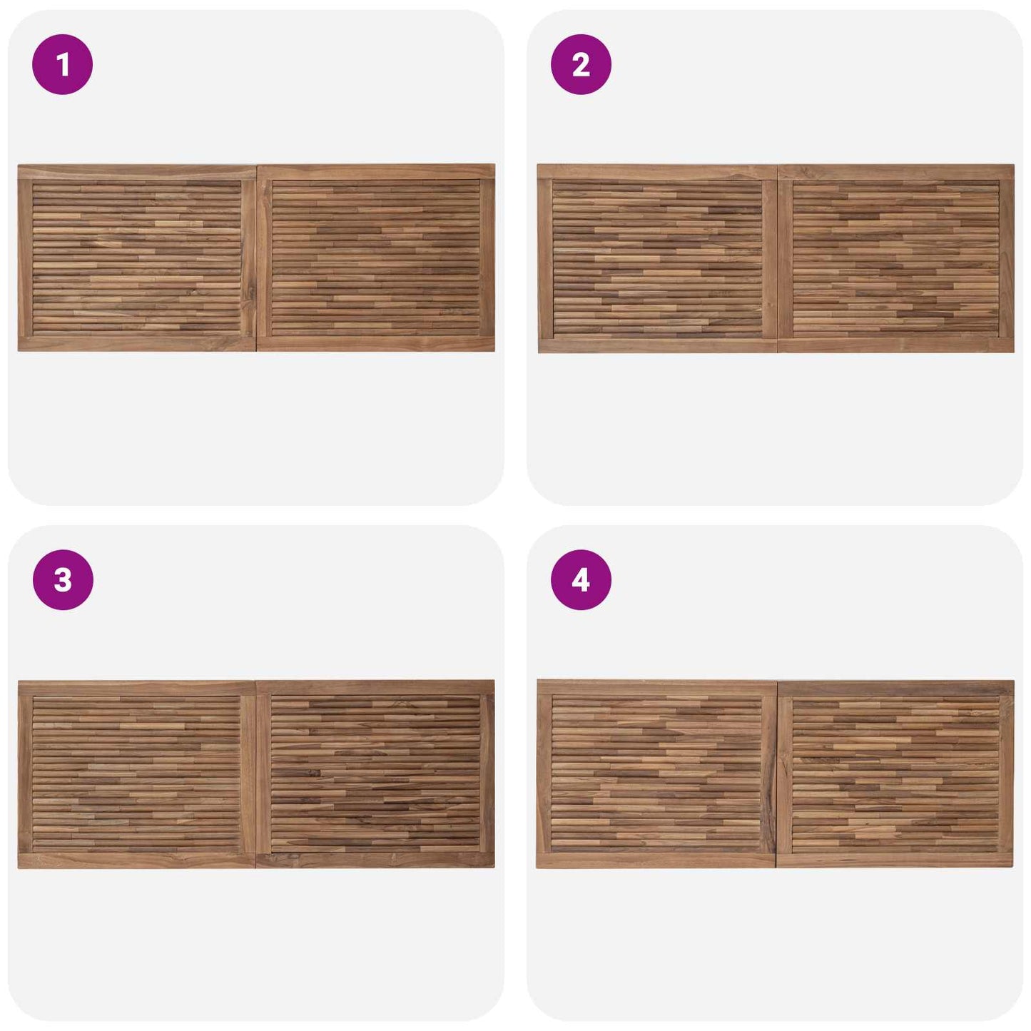 Bettkopfteil Natur Massivholz Teak