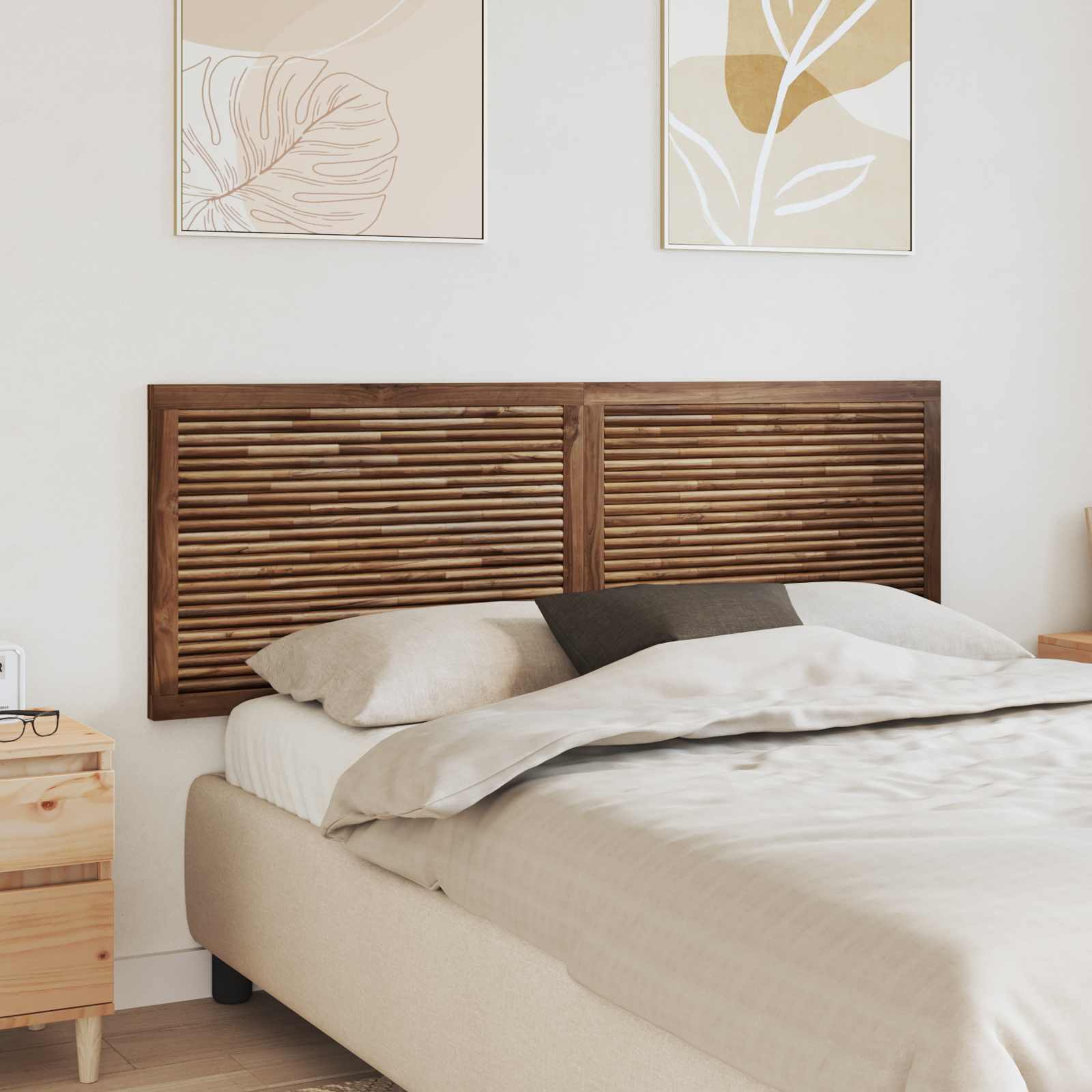 Bettkopfteil Natur Massivholz Teak