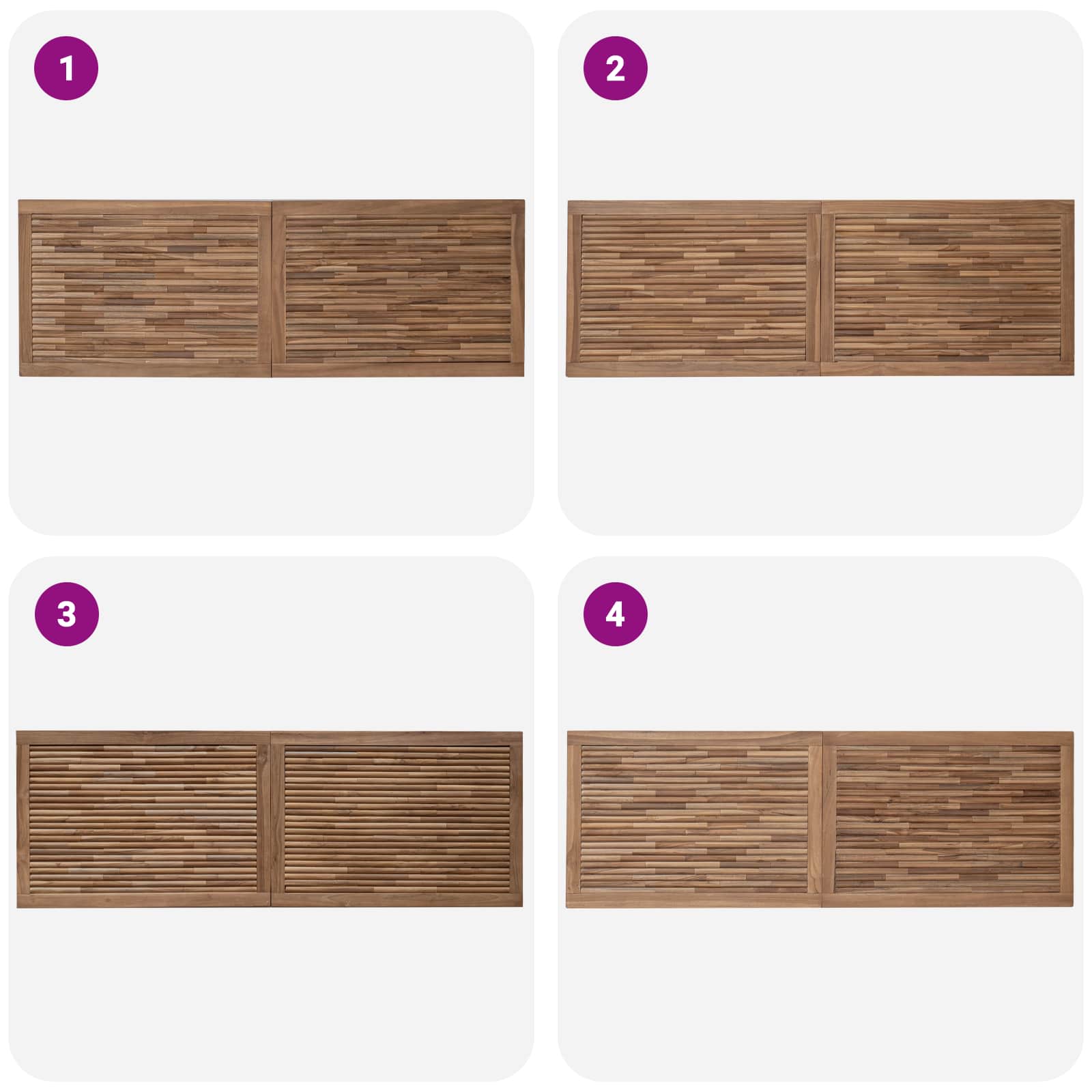 Bettkopfteil Natur Massivholz Teak