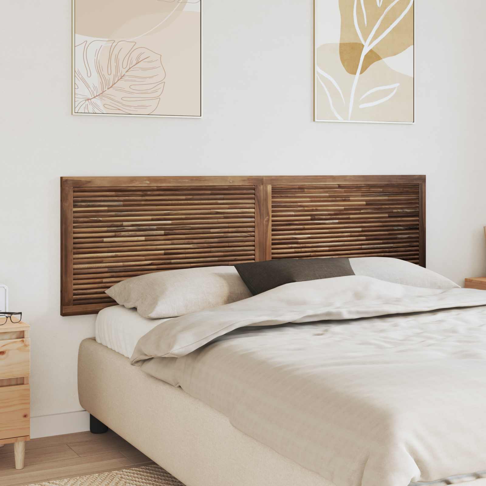 Bettkopfteil Natur Massivholz Teak