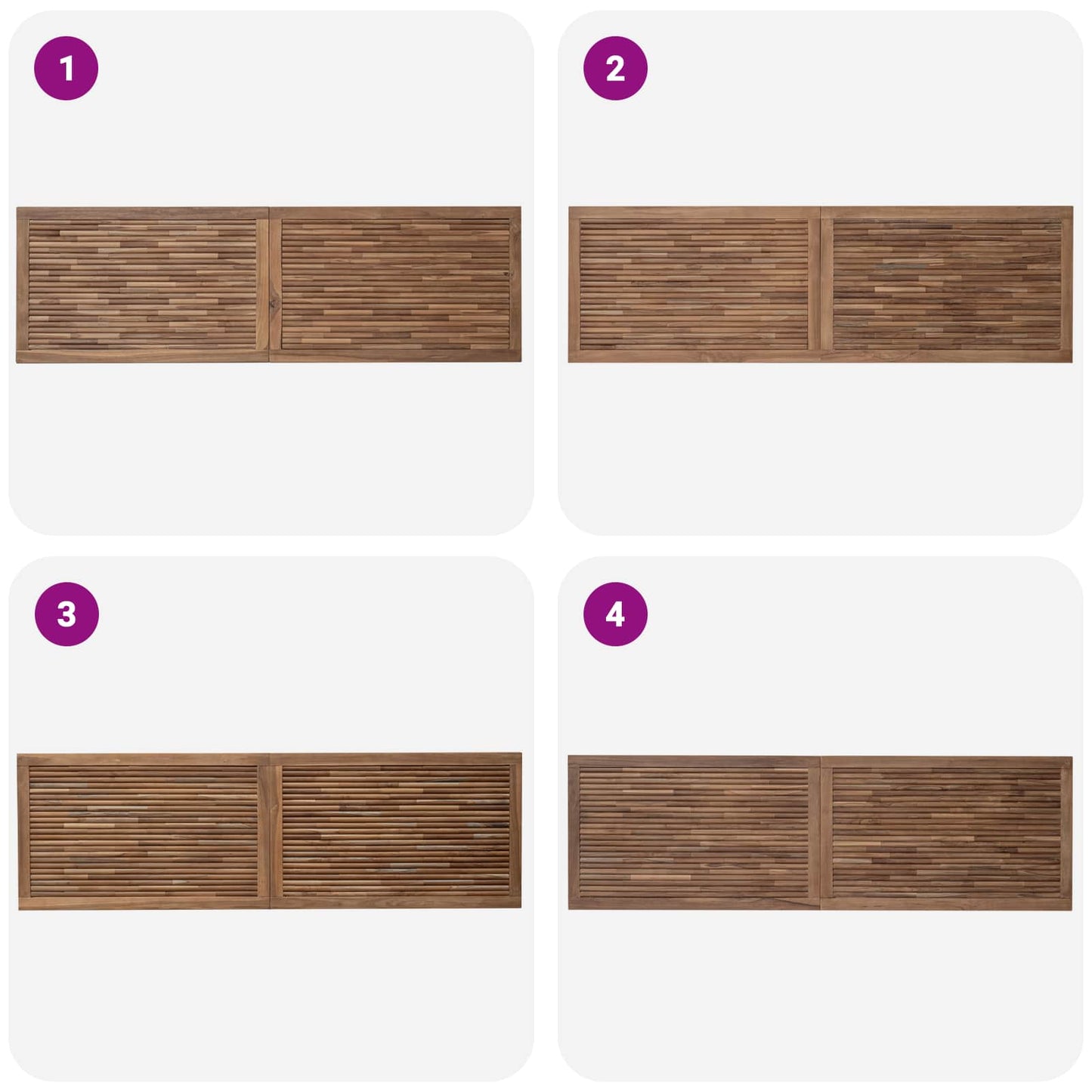 Bettkopfteil Natur Massivholz Teak