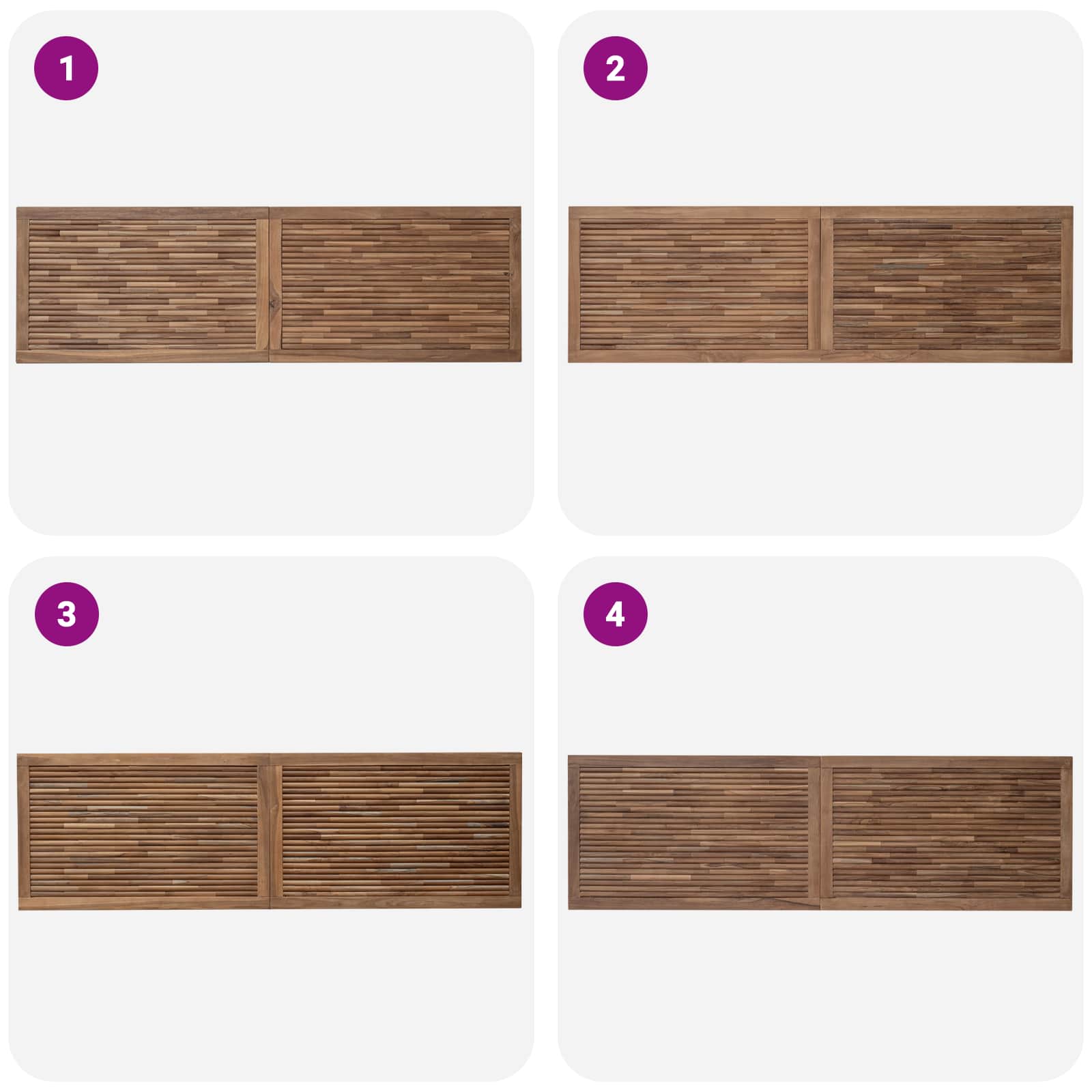 Bettkopfteil Natur Massivholz Teak