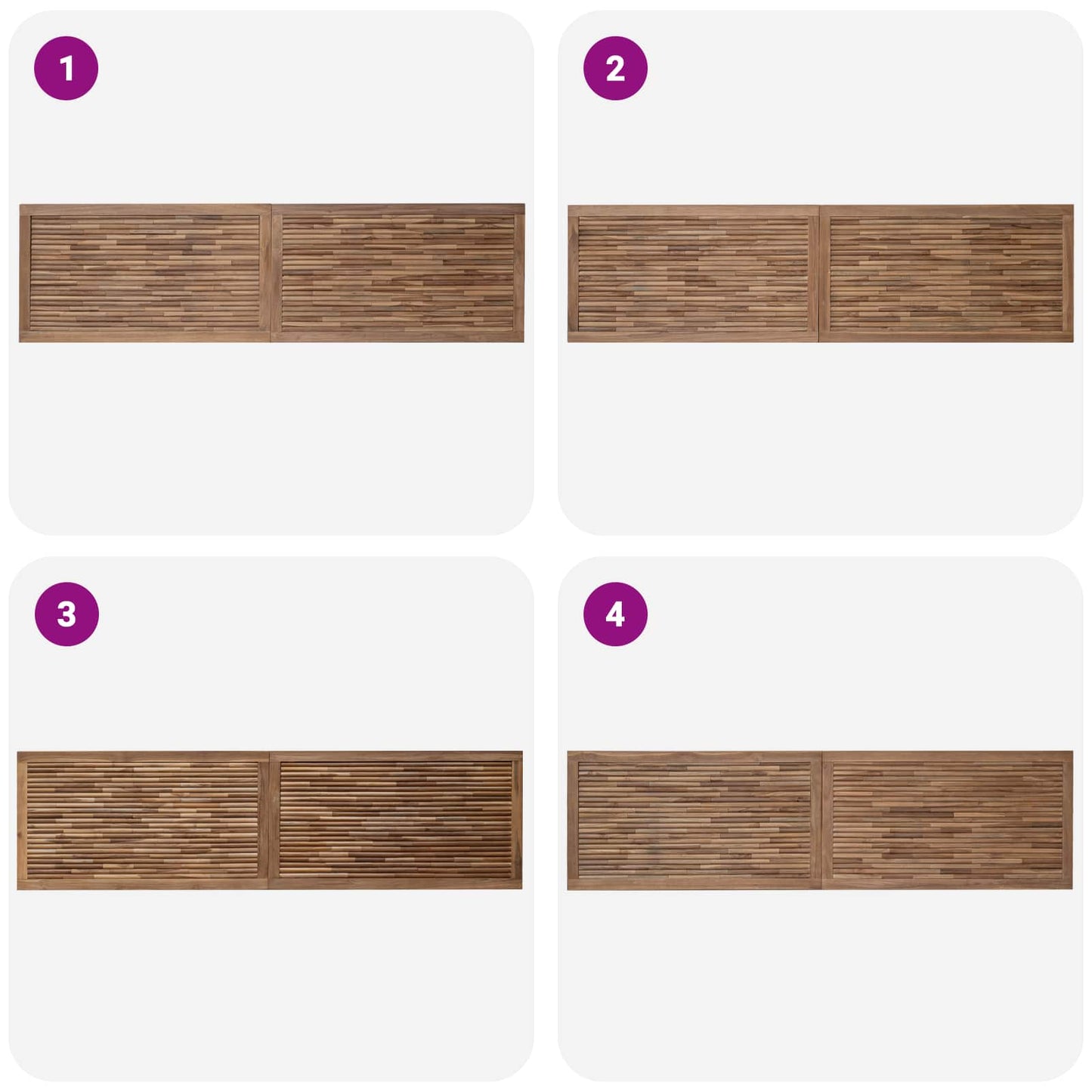 Bettkopfteil Natur Massivholz Teak