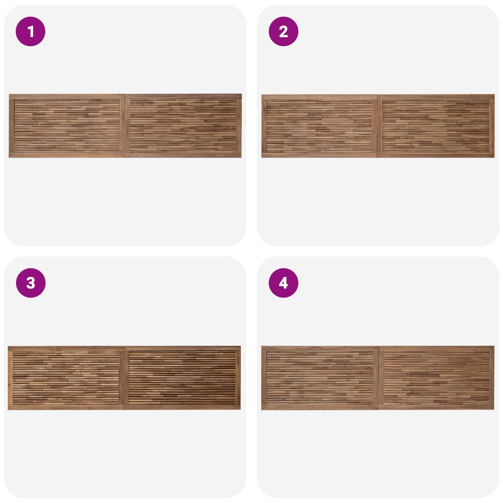 Bettkopfteil Natur Massivholz Teak
