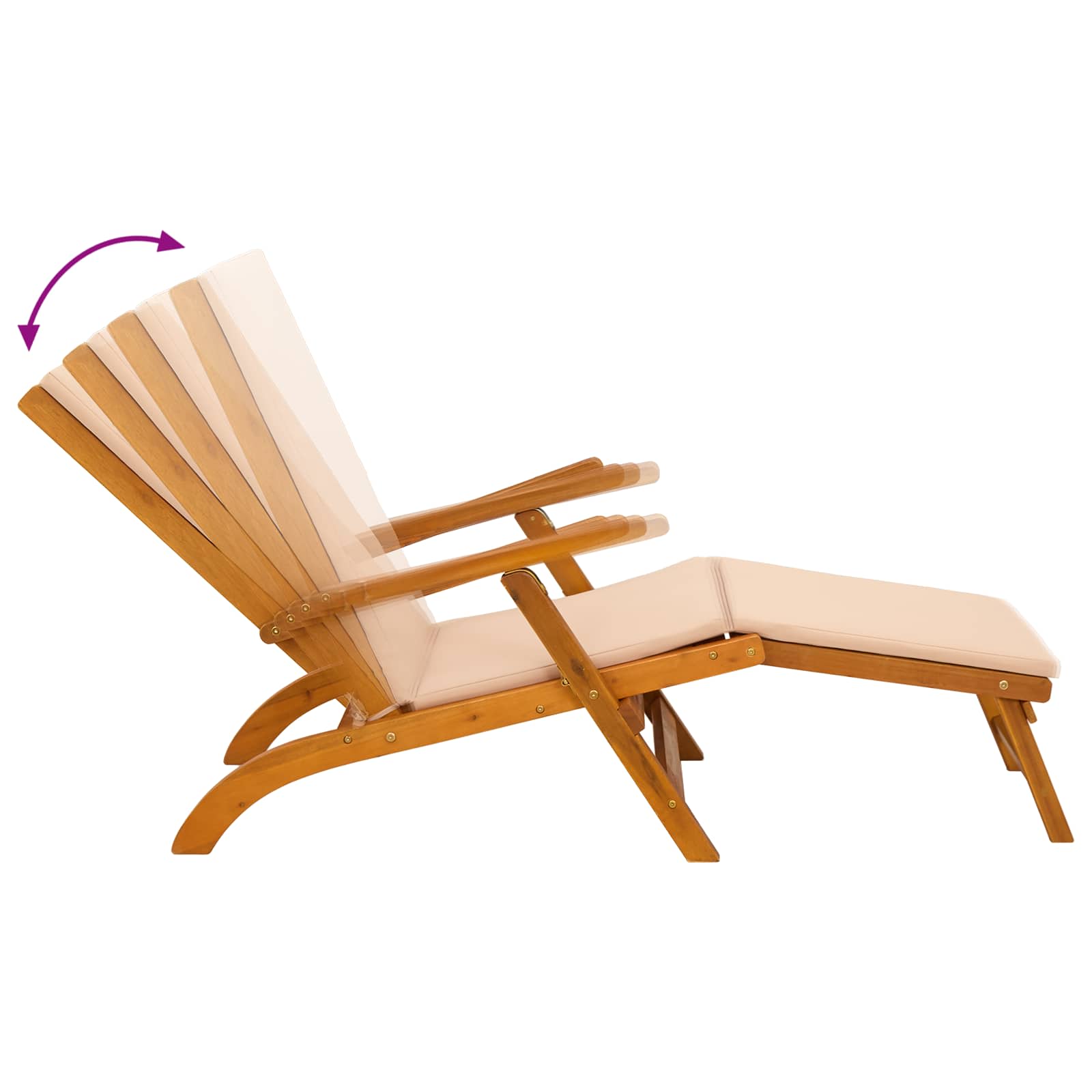 Reclining and Folding Sunlounger 55 x 146 x 91 cm