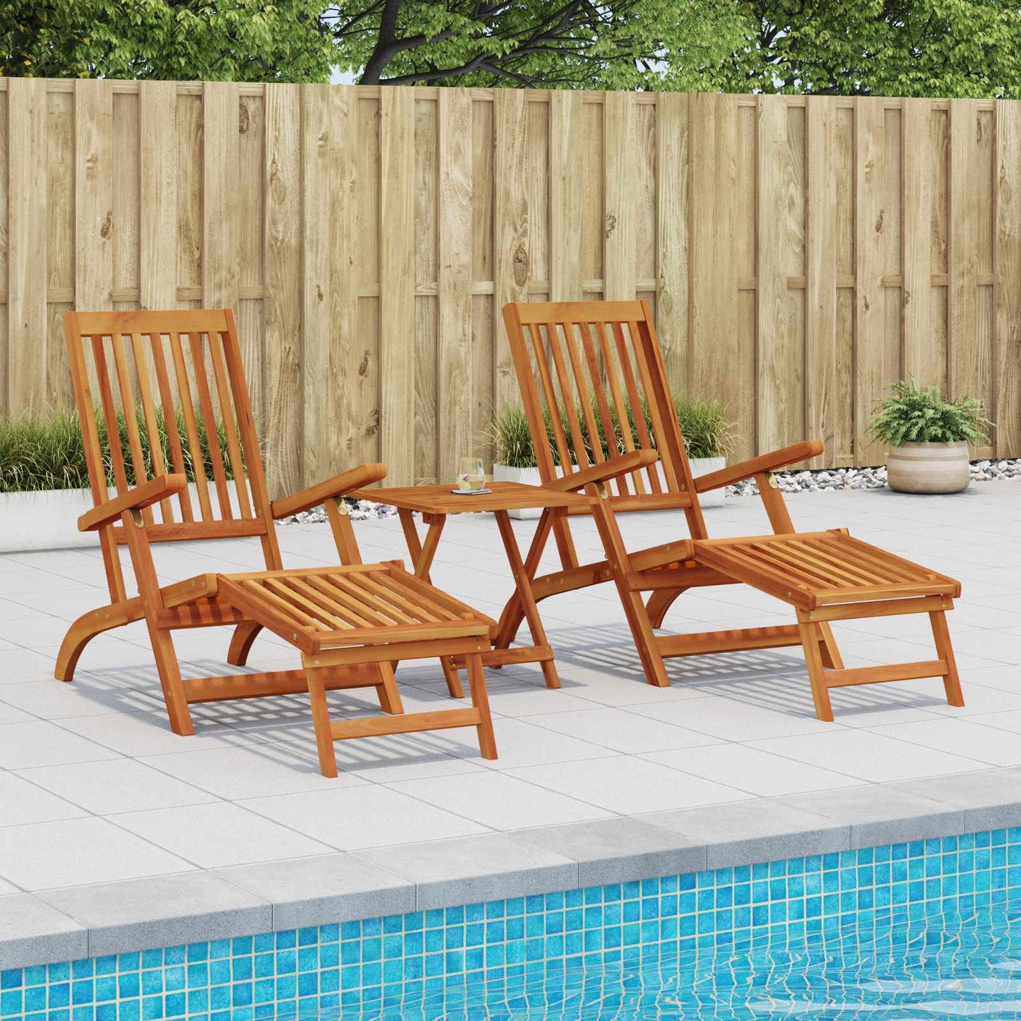 Reclining and Folding Sunlounger 2 Stk. Massivholz Akazie