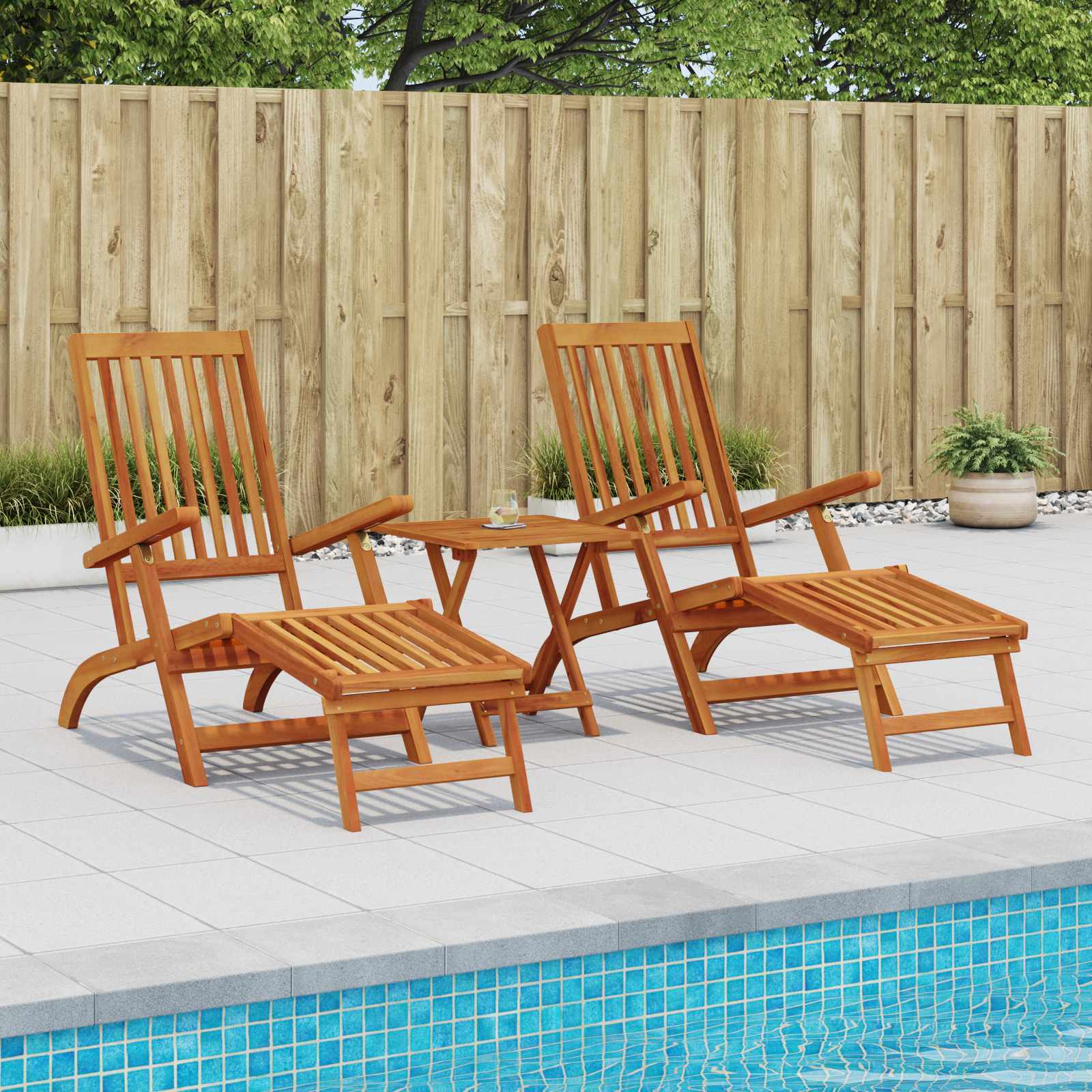 Reclining and Folding Sunlounger 2 Stk. Massivholz Akazie
