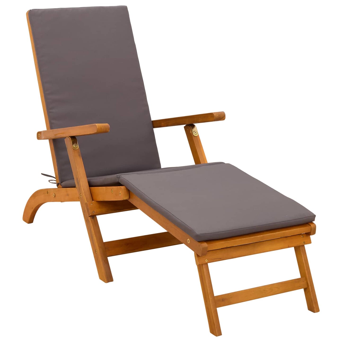 Reclining and Folding Sunlounger 2 Stk. Massivholz Akazie Grau