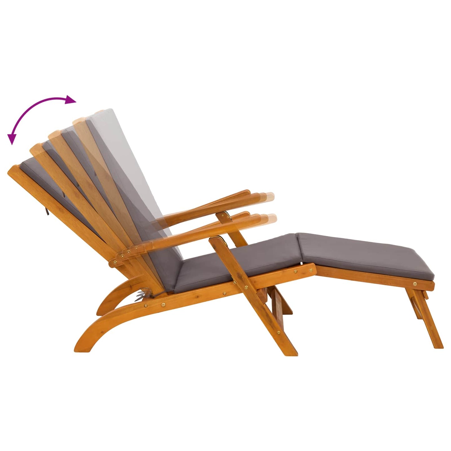 Reclining and Folding Sunlounger 2 Stk. Massivholz Akazie Grau