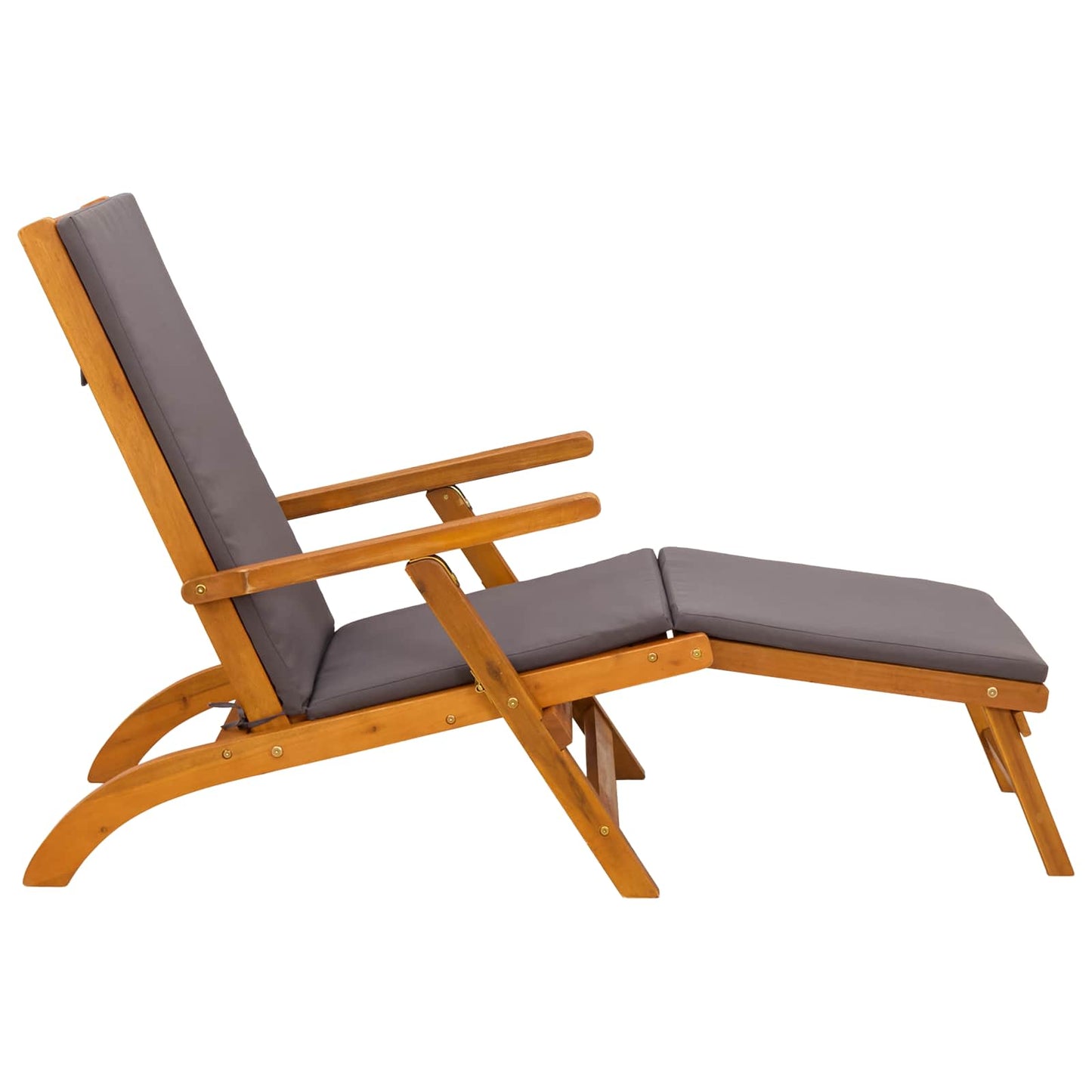 Reclining and Folding Sunlounger 2 Stk. Massivholz Akazie Grau