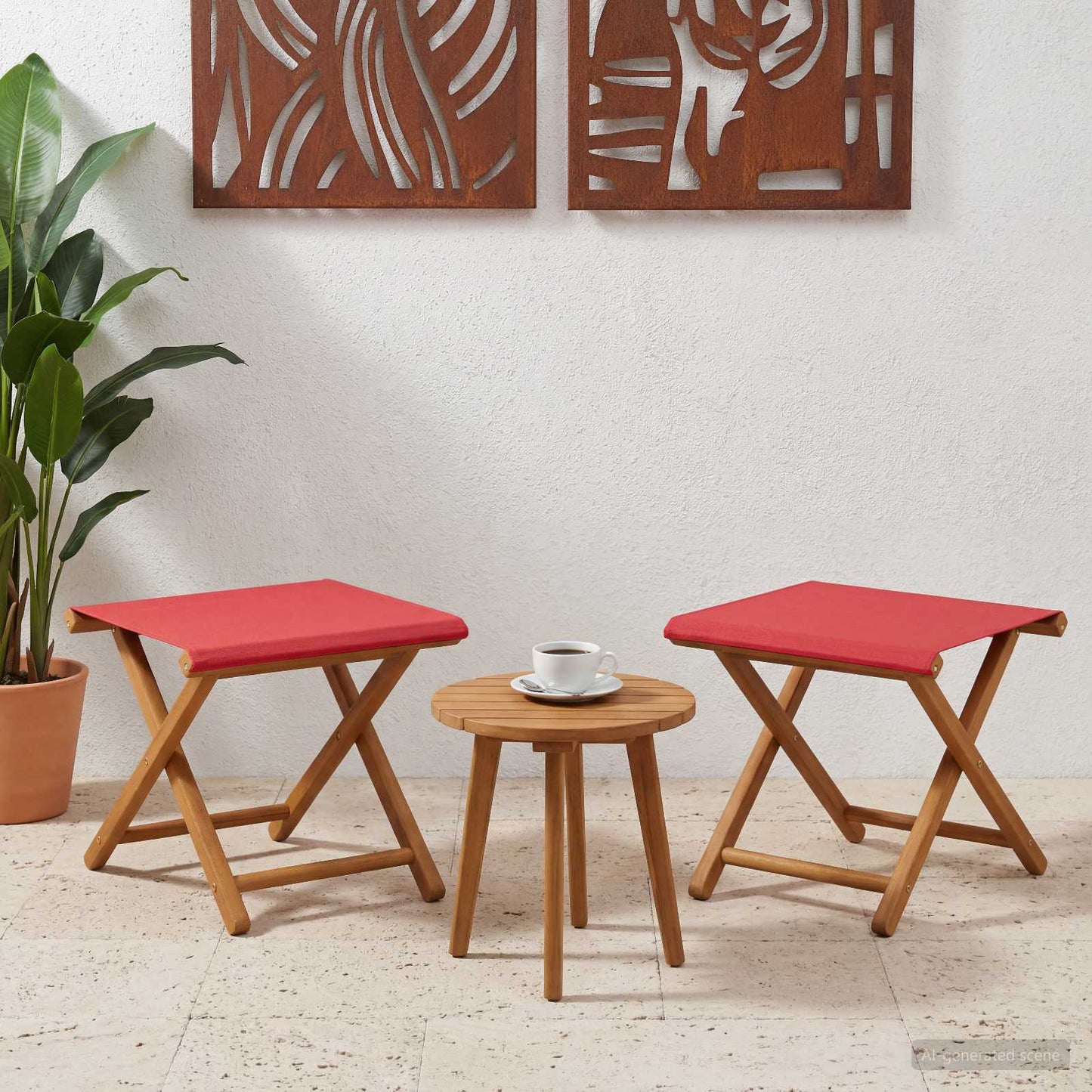 Liegestuhl 2 pcs Massives Eukalyptus Holz Rot