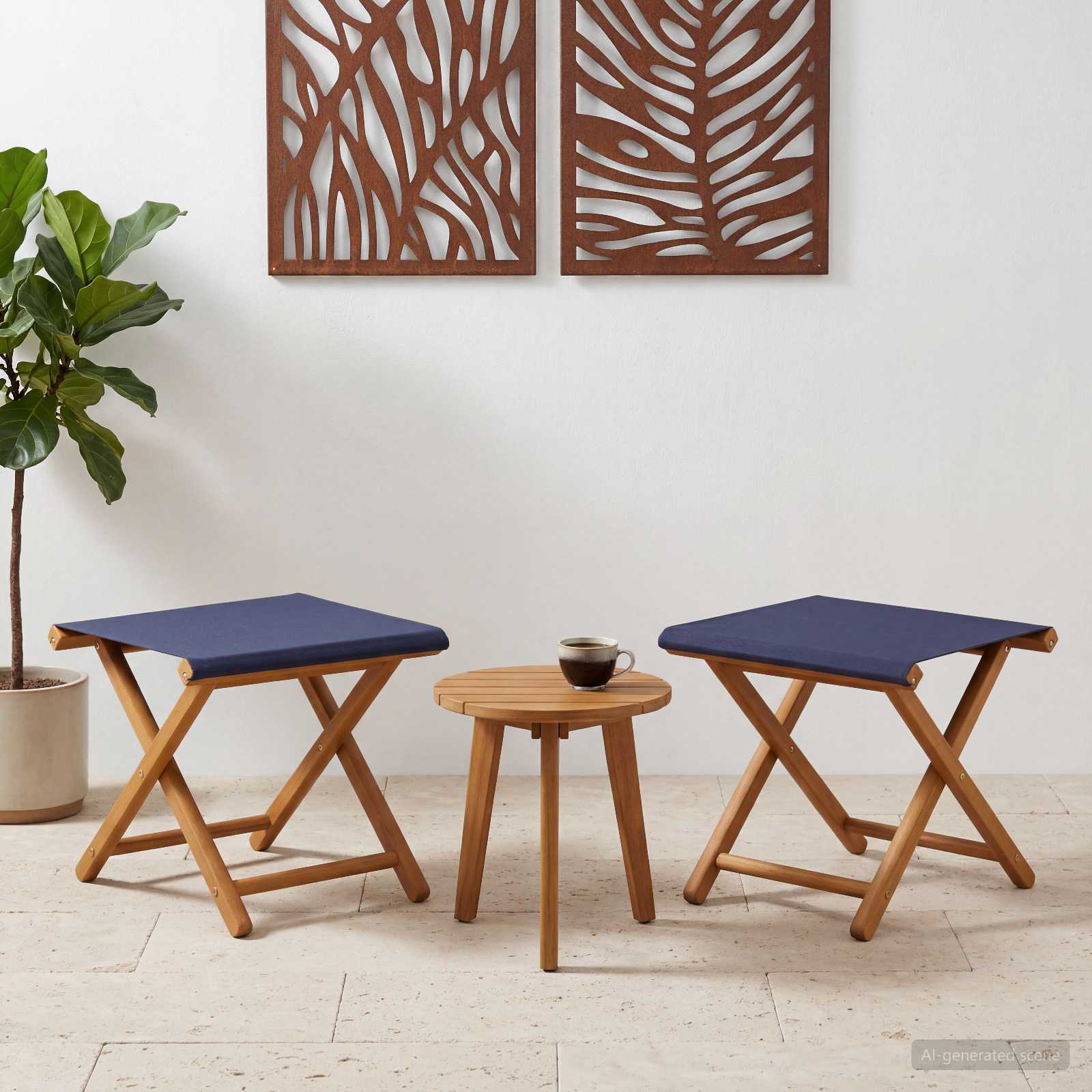 Liegestuhl 2 pcs Massives Eukalyptus Holz Blau