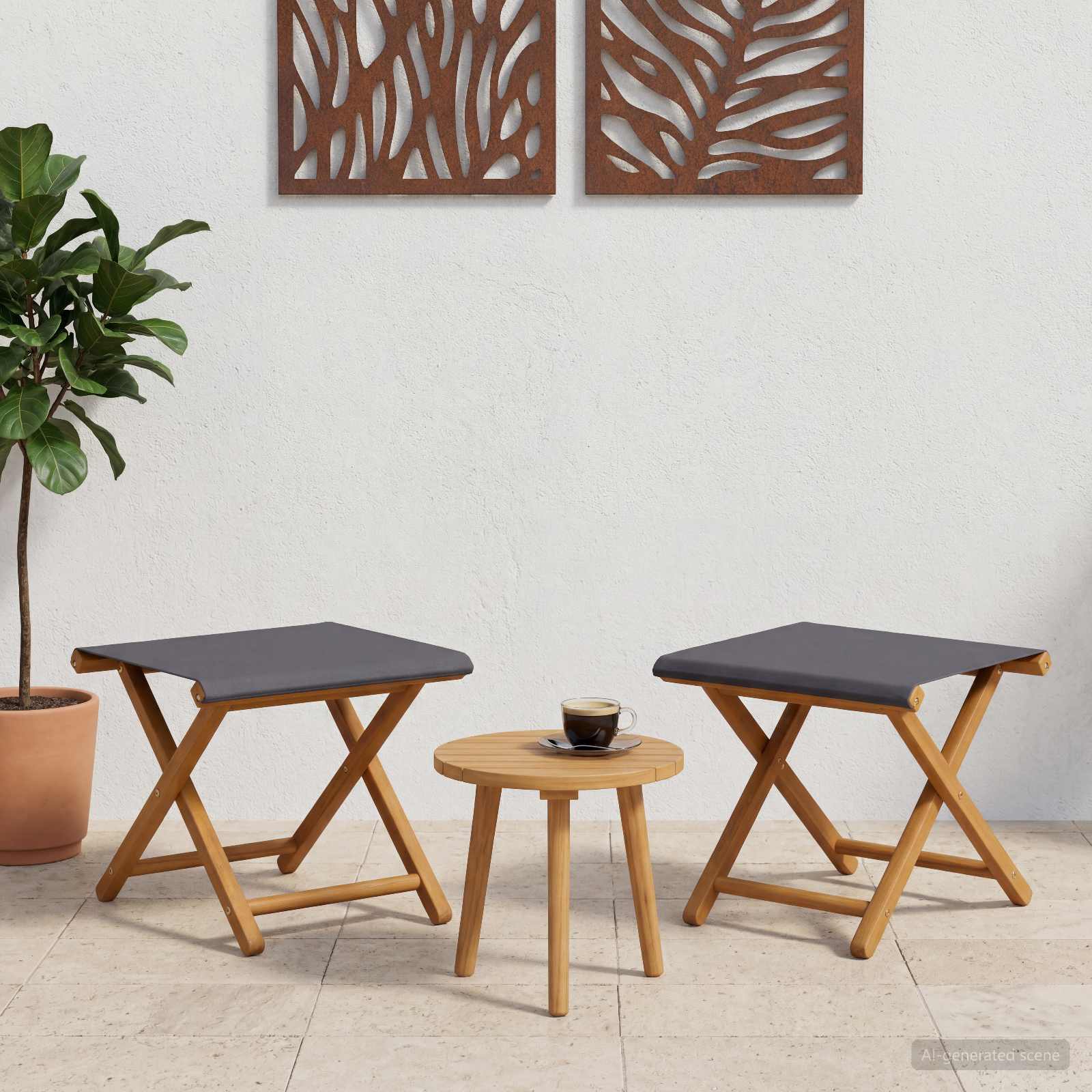Liegestuhl 2 pcs Massives Eukalyptus Holz Grau