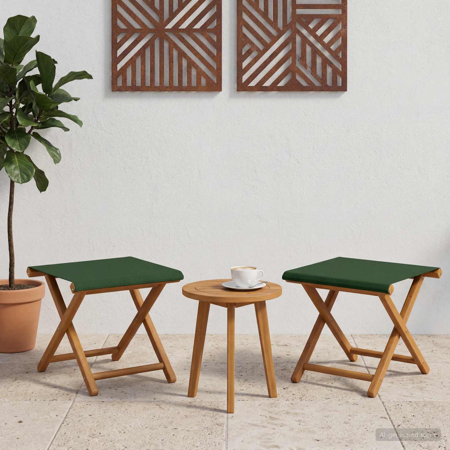 Liegestuhl 2 pcs Massives Eukalyptus Holz Grün