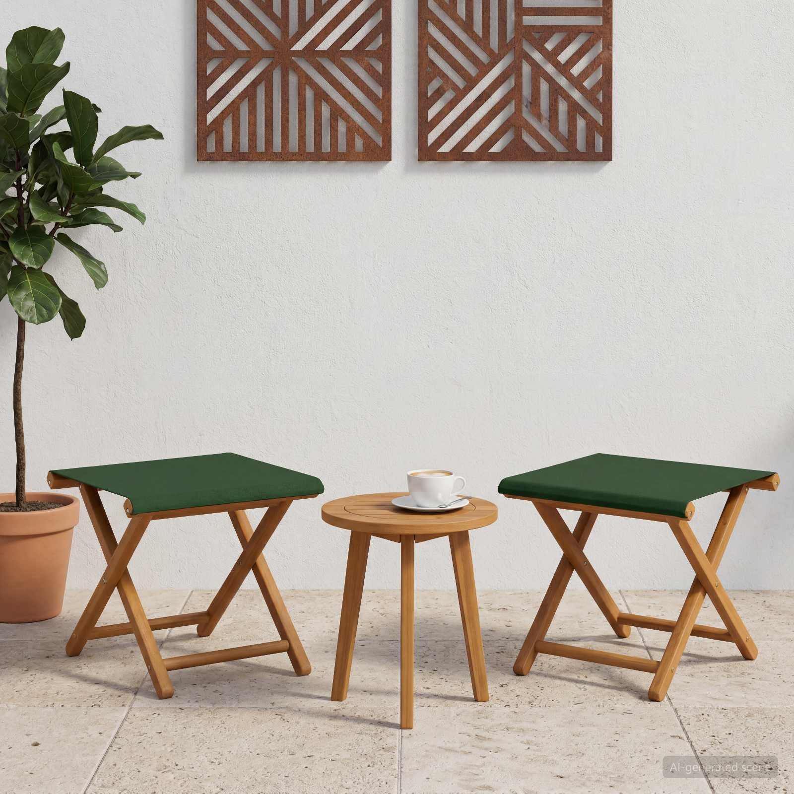 Liegestuhl 2 pcs Massives Eukalyptus Holz Grün