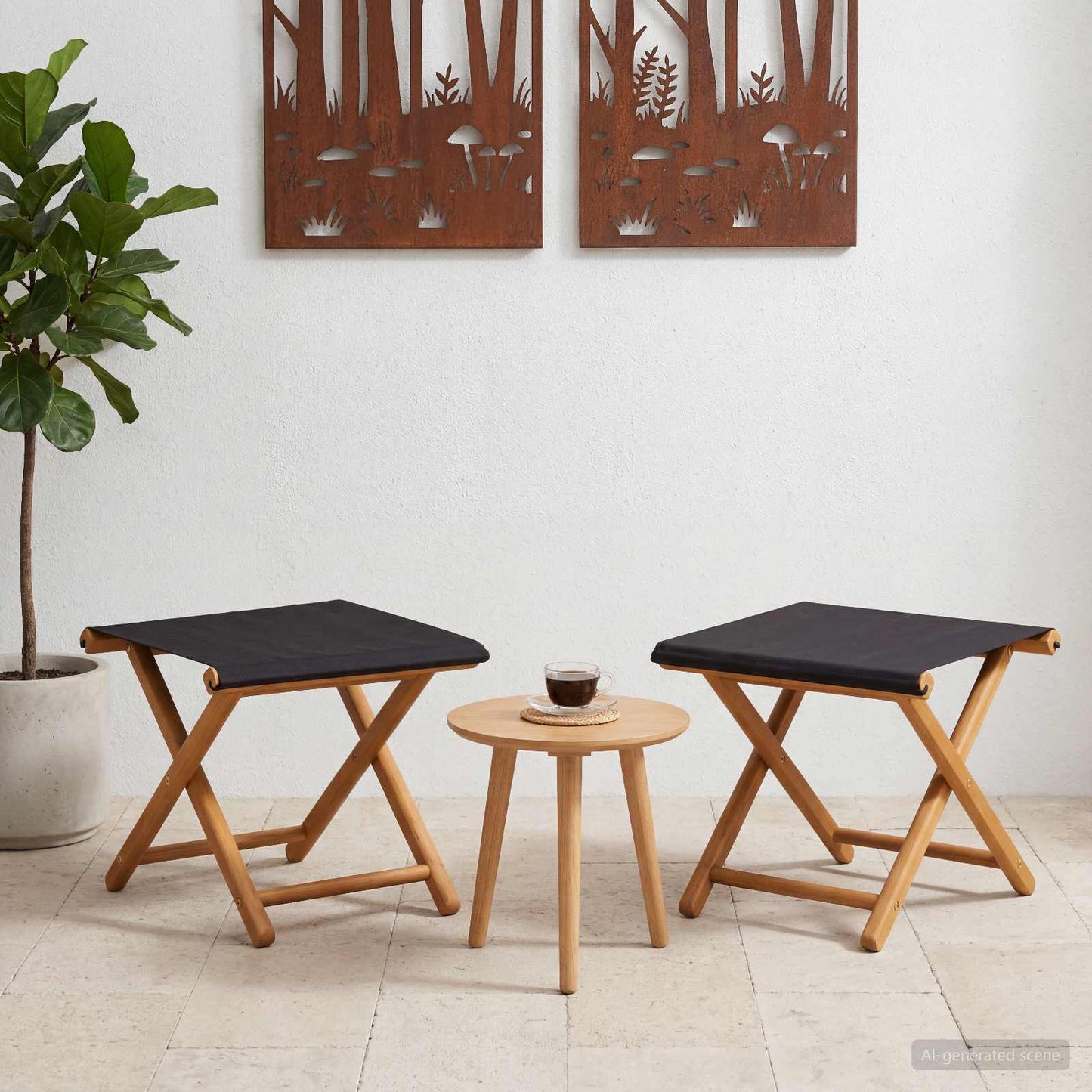Liegestuhl 2 pcs Massives Eukalyptus Holz Schwarz