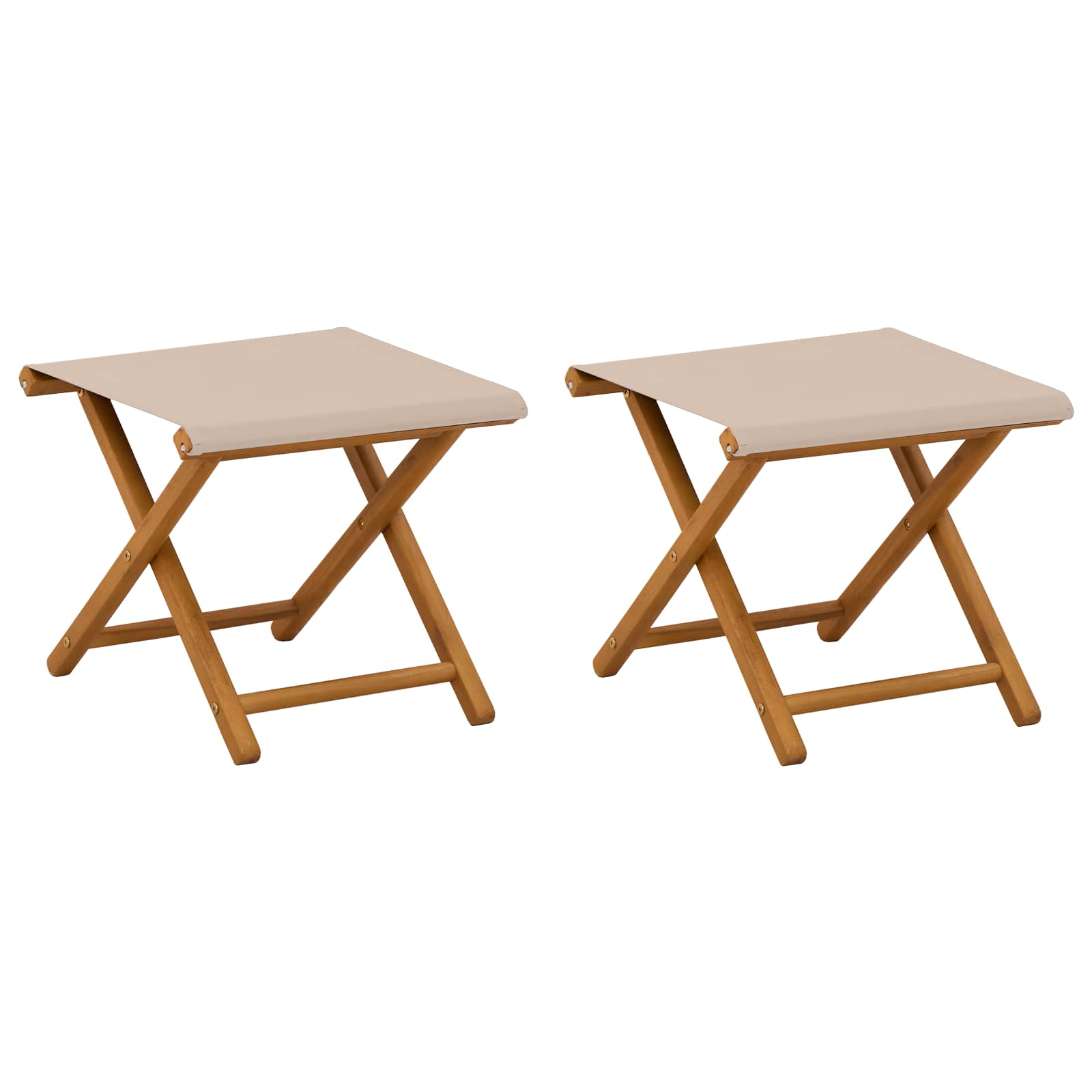 Liegestuhl 2 pcs Massives Eukalyptus Holz Beige