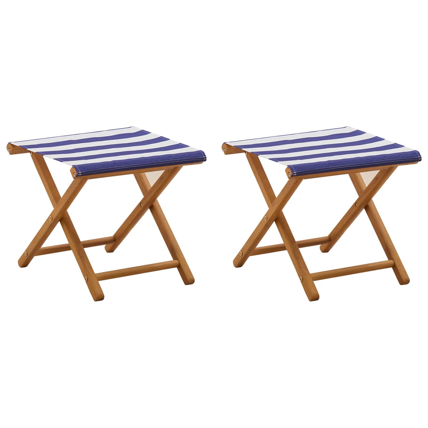 Liegestuhl 2 Stk. Massives Eukalyptus Holz Blau und Weiß