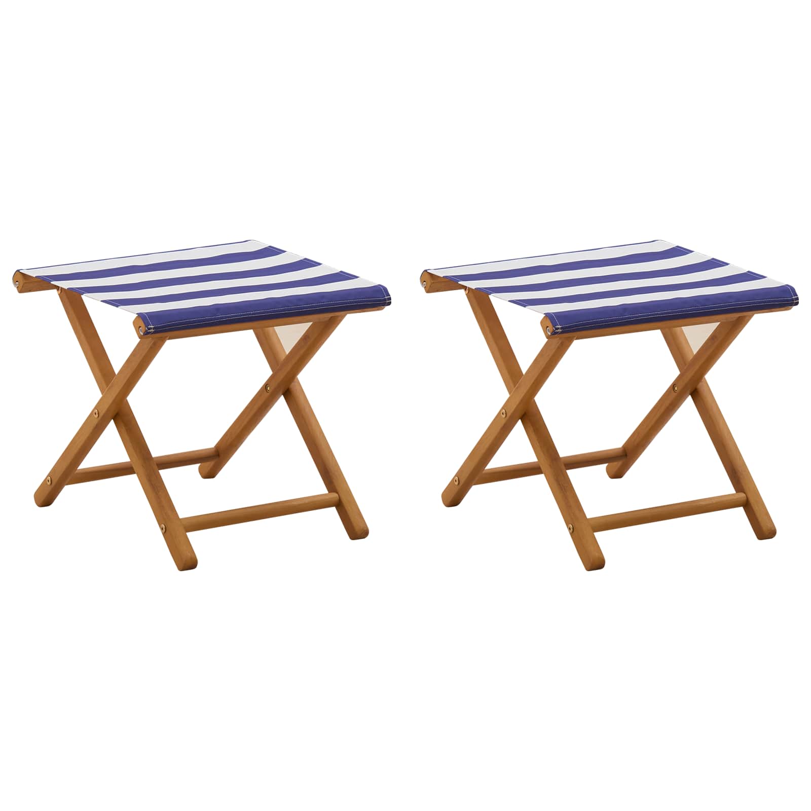 Liegestuhl 2 Stk. Massives Eukalyptus Holz Blau und Weiß