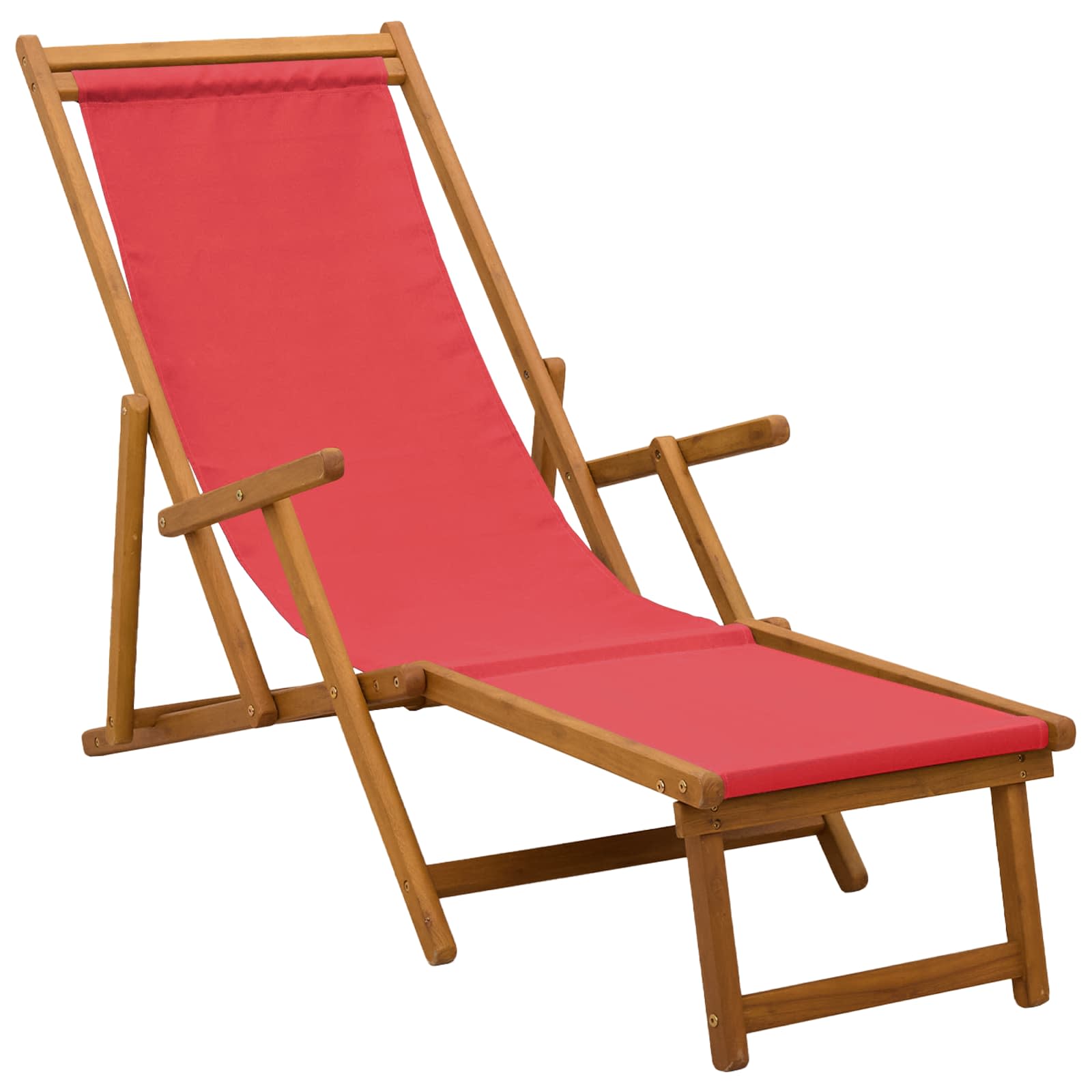 Klappbare Sonnenliege 3 Position Massives Eukalyptus Holz Rot