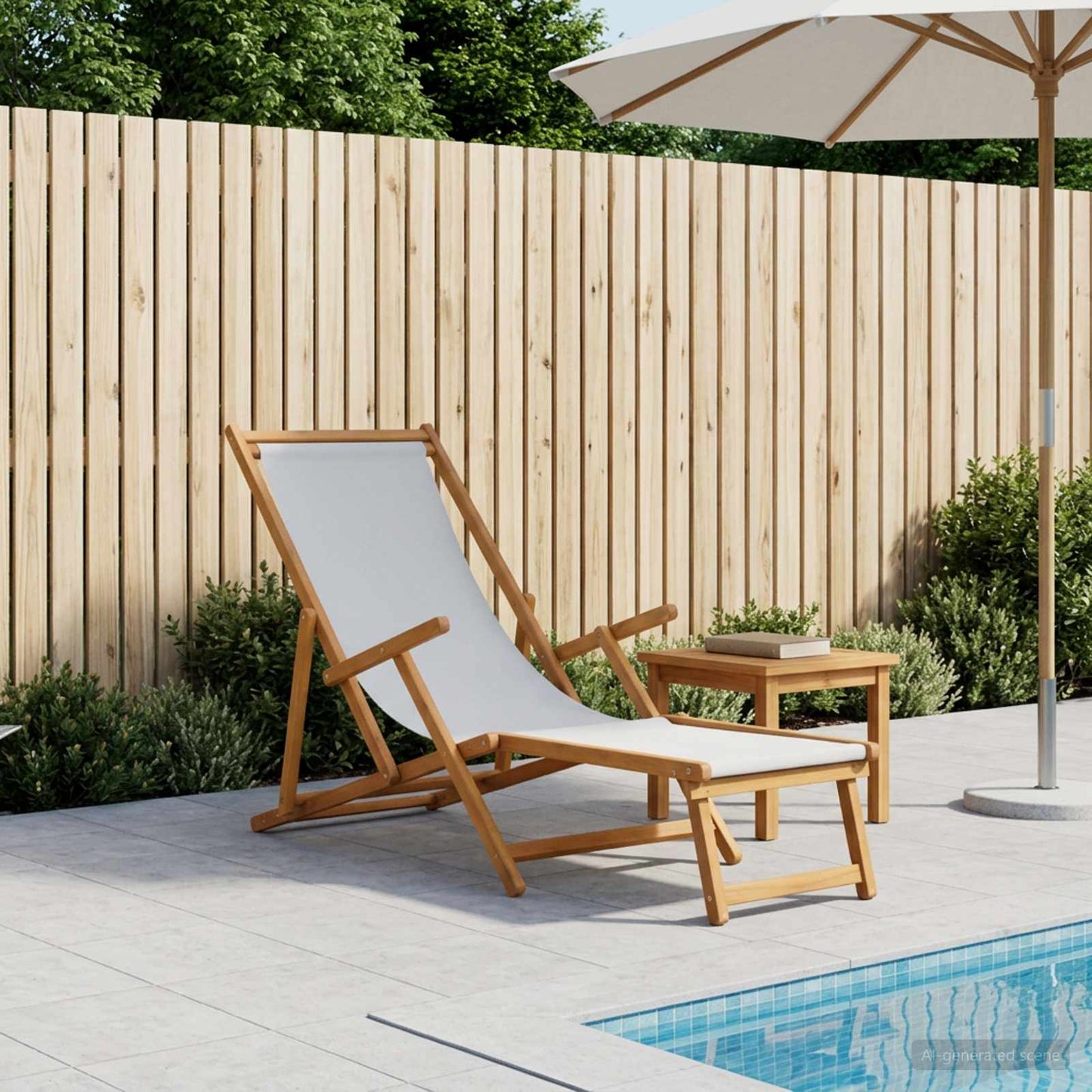 Klappbare Sonnenliege 3 Position Massives Eukalyptus Holz Creme