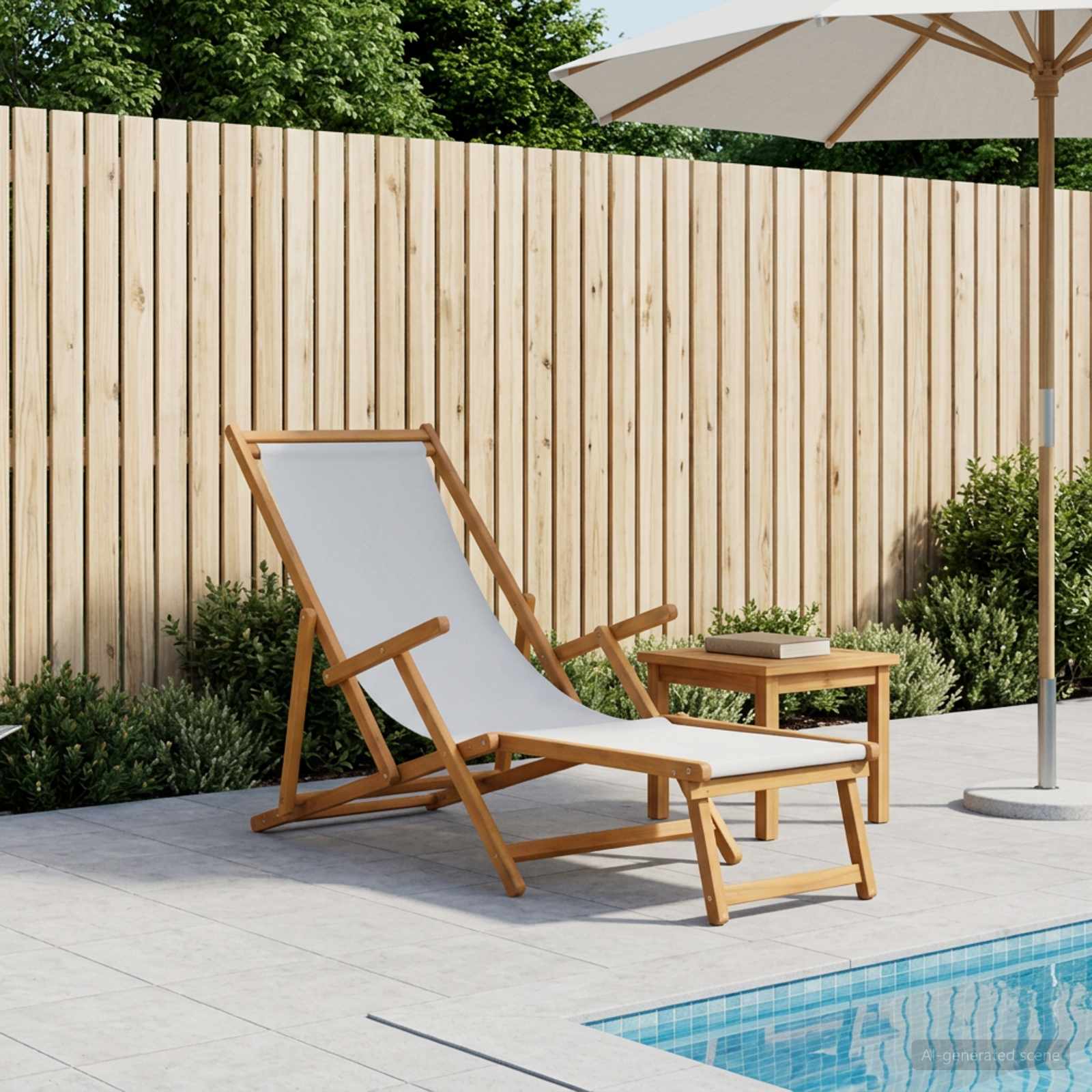 Klappbare Sonnenliege 3 Position Massives Eukalyptus Holz Creme